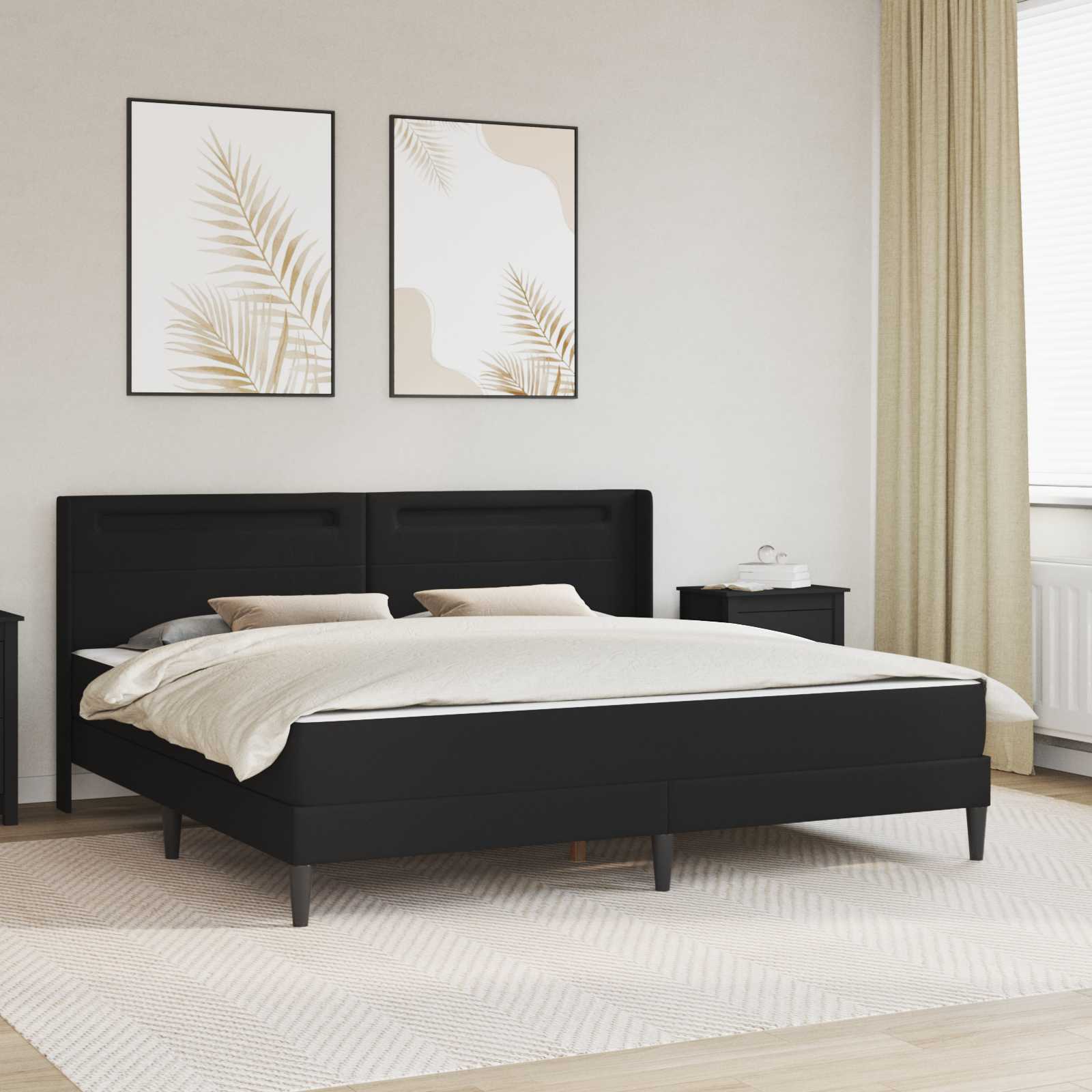 Okvir kreveta s madracem Crna 180 x 200 cm Lažna koža