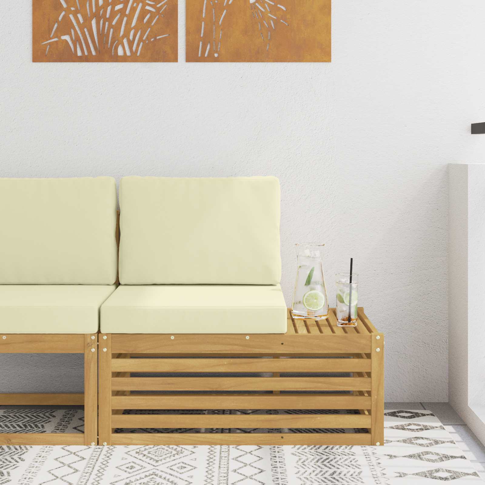 Vanjske kutne jedinice kauča Bijela i krem 91 x 63 x 73 cm