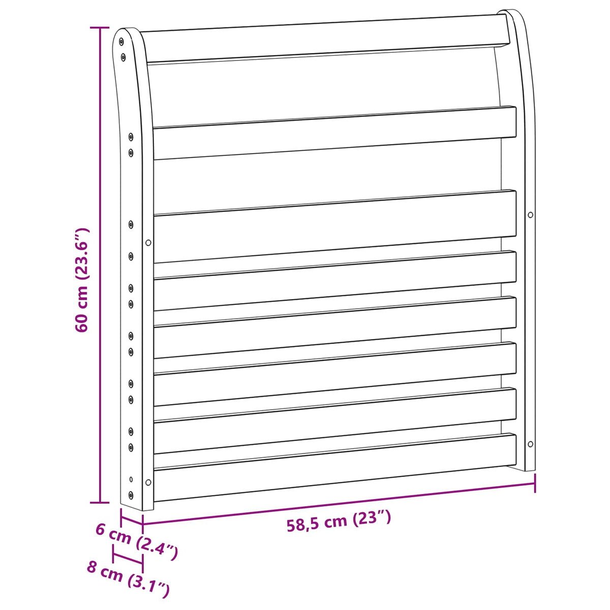 Modul naslona za ruke 2 pcs Bijela 58,5 x 8 x 60 cm
