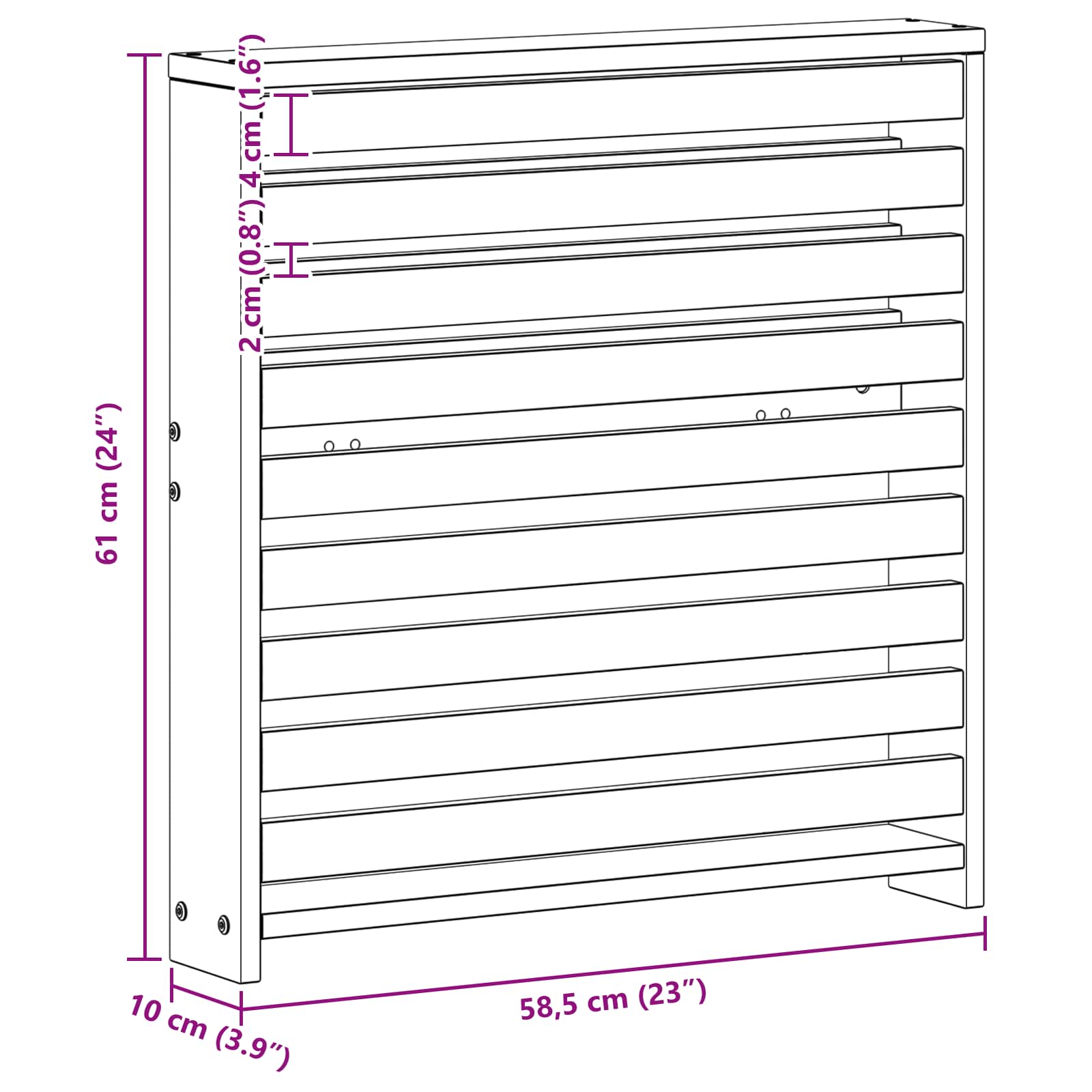 Modul naslona za ruke 2 kom. Bijela 58,5 x 10 x 61 cm