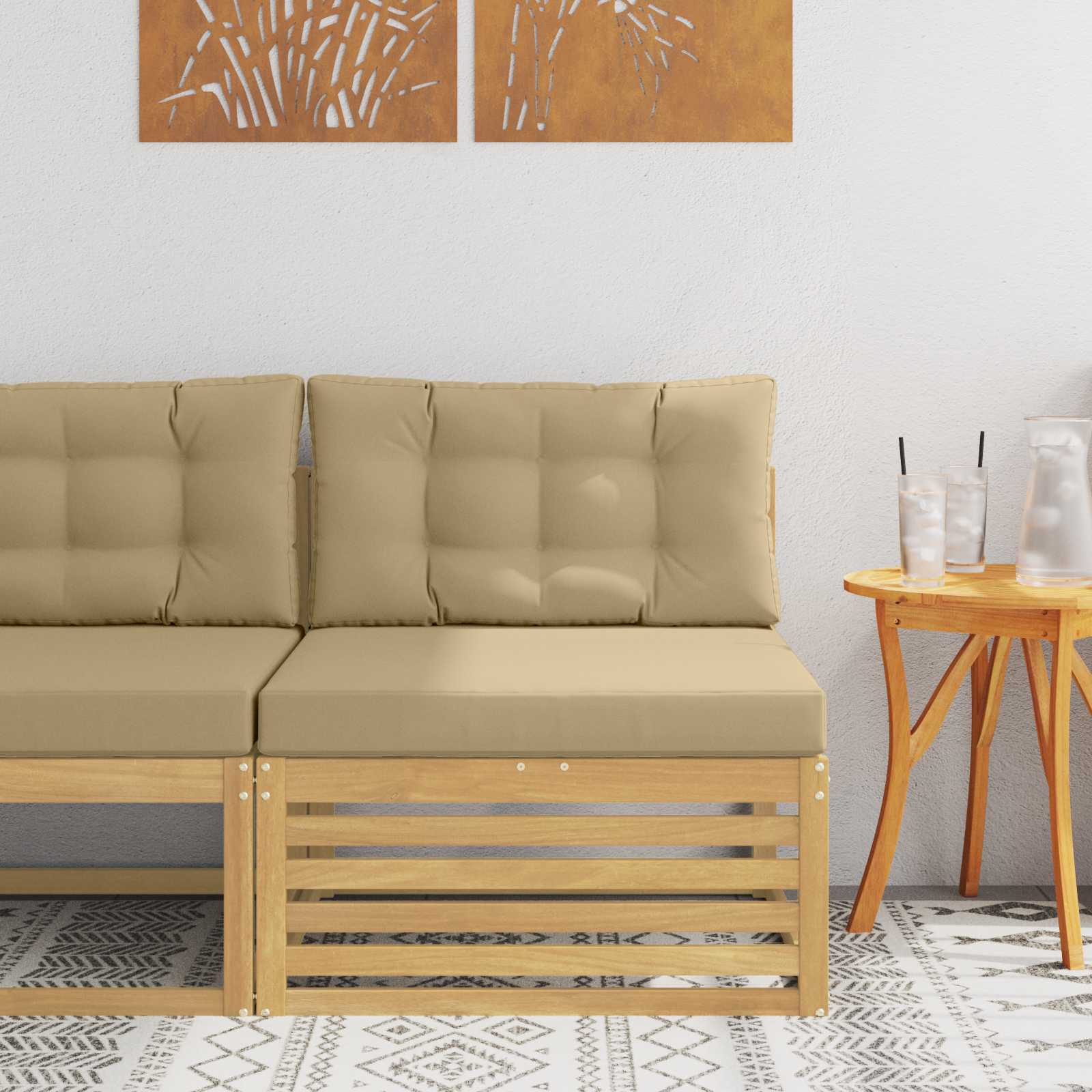 Srednja sofa za van Čvrsto drvo akacije Bijela