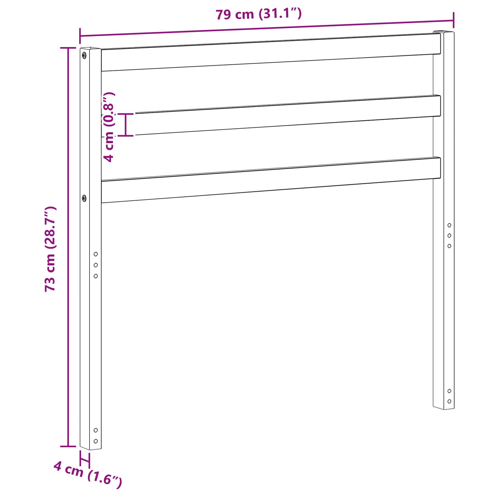 Modul naslona Bijela 79 x 4 x 73 cm Čvrsto drvo akacije