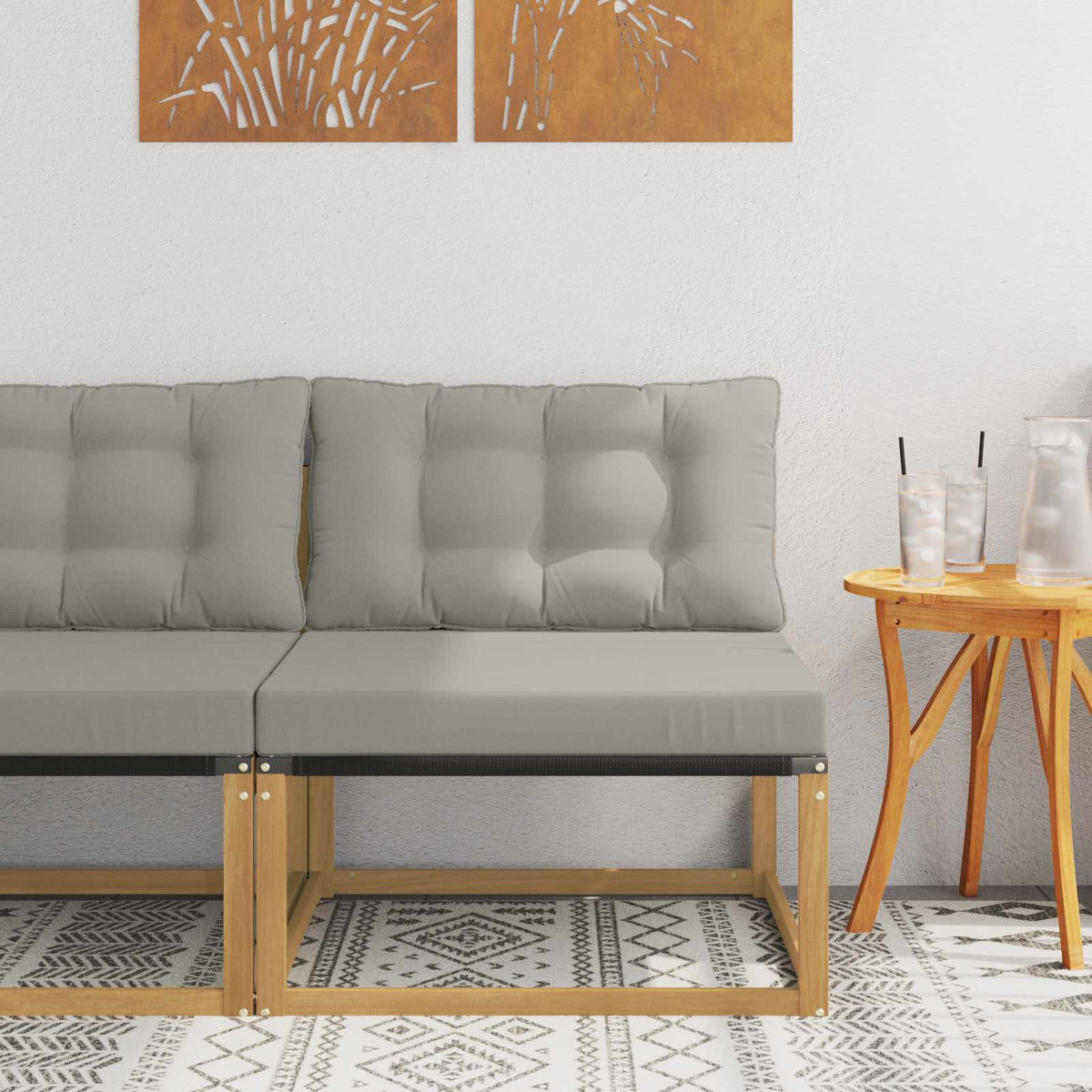 Srednja sofa za van s jastukom Bijela 79 x 83 x 73 cm čelik