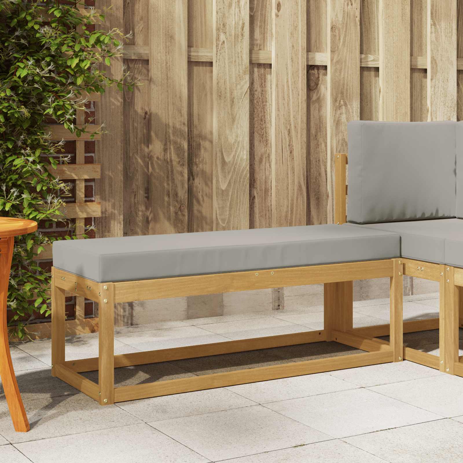 Vanjska stolica klupa s jastukom Bijela 115 x 43 x 45 cm