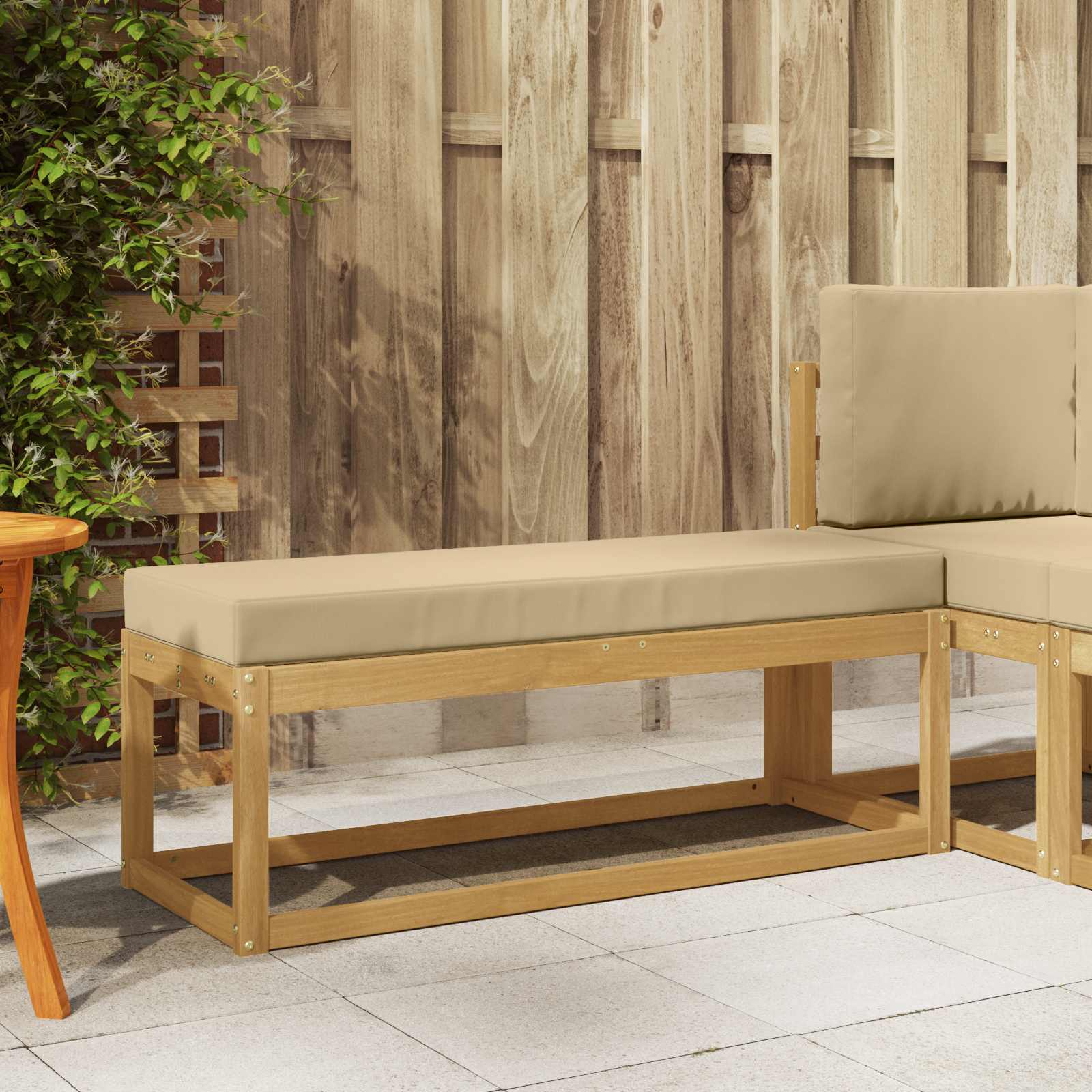 Vanjska stolica klupa s jastukom Bijela 115 x 43 x 45 cm