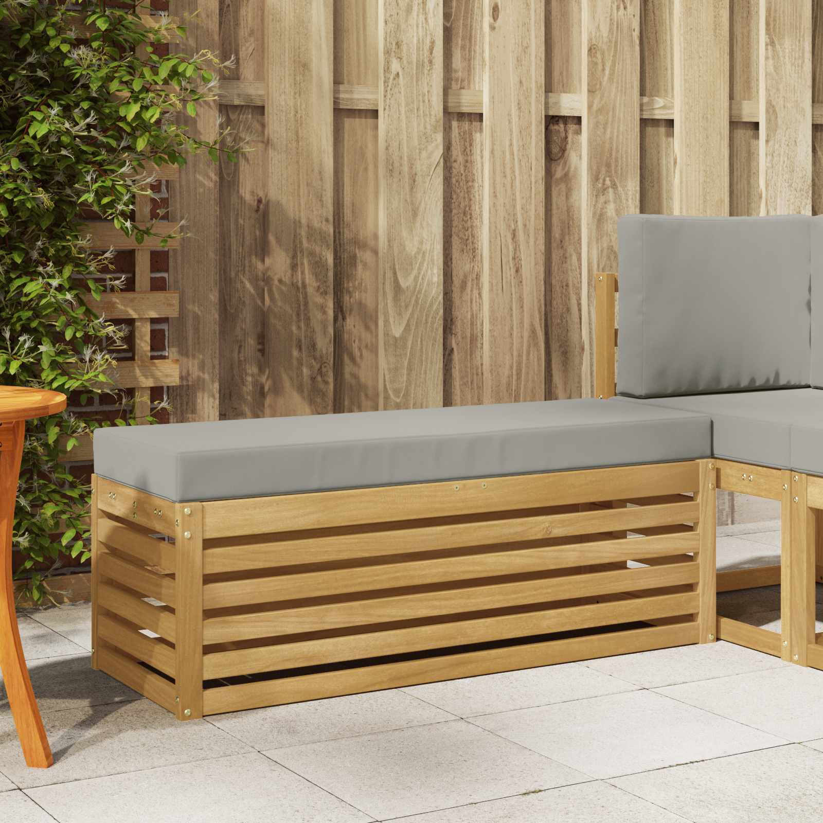 Vanjska stolica klupa s jastukom Bijela 115 x 43 x 45 cm