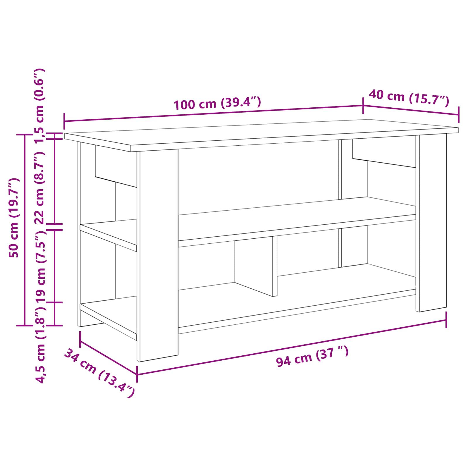 Stalak za TV Staro drvo 100 x 40 x 50 cm