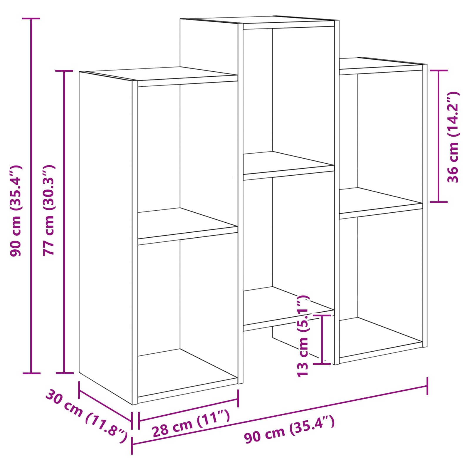 Kreveta Crni hrast 90 x 30 x 90 cm