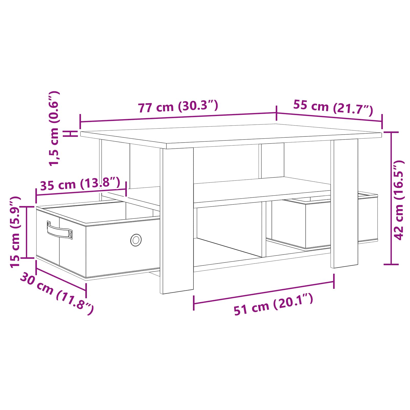 Kava Stol Betonski sivi 77 x 55 x 42 cm Konstruirano drvo