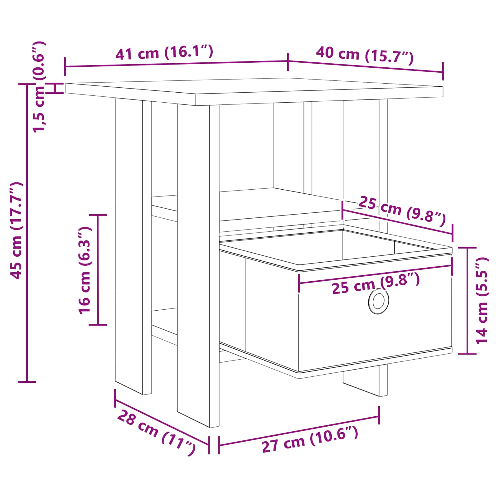 Noćni ormarić s ladicama 2 pcs Umjetnički hrast 41 x 40 x 45 cm