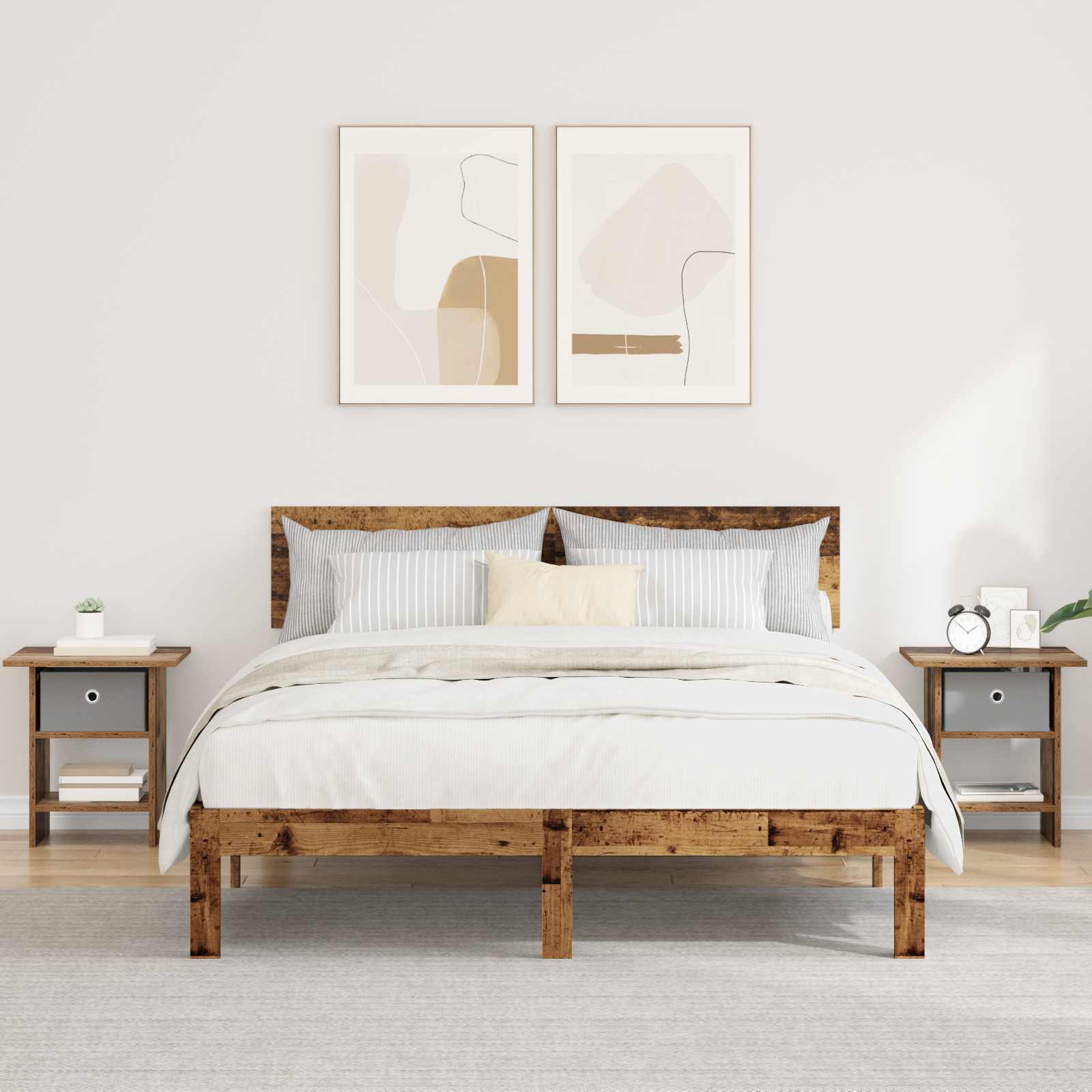 Noćni ormarić s ladicama 2 pcs Staro drvo 41 x 40 x 45 cm
