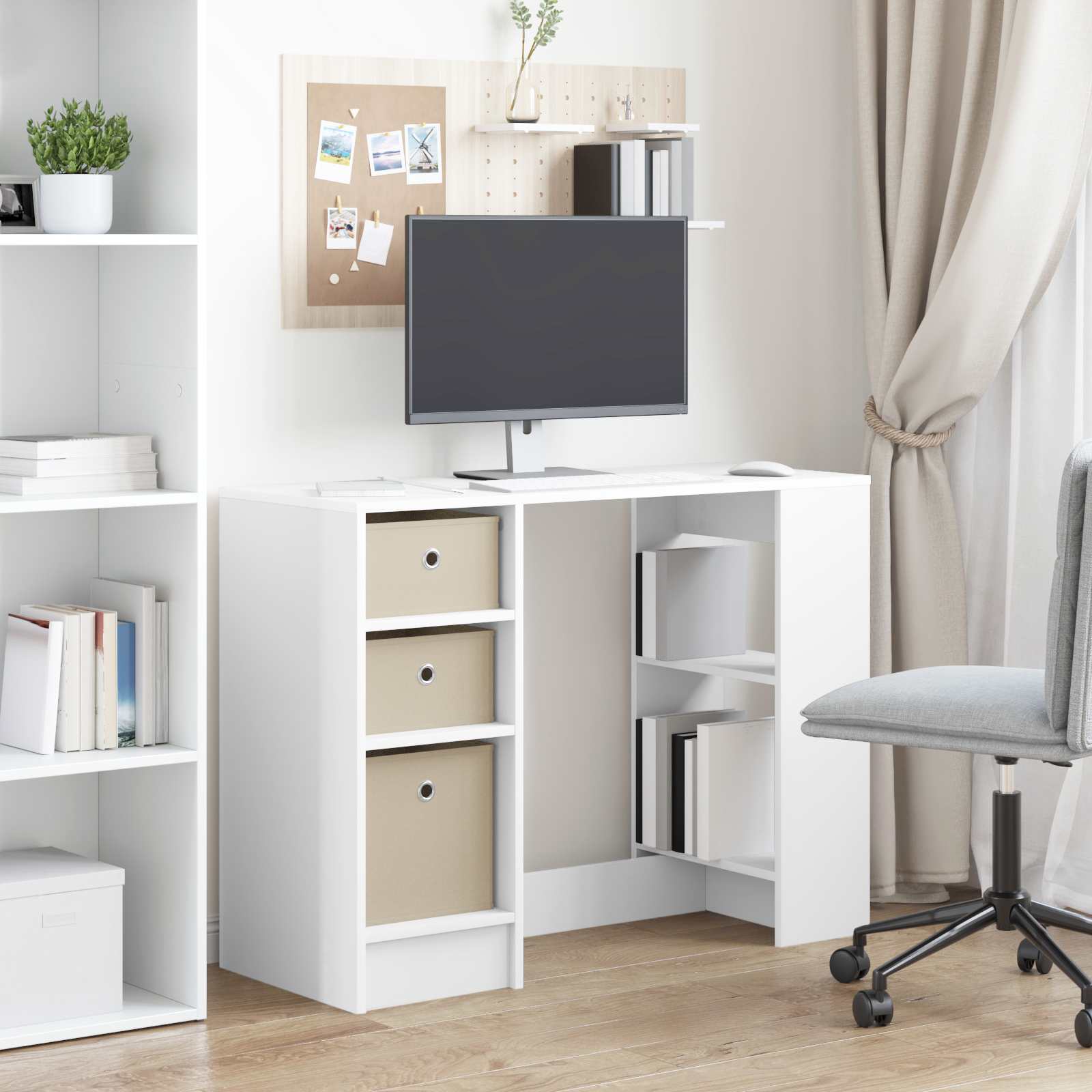 Stol s ladicama Bijelo 100 x 40 x 75 cm Konstruirano drvo