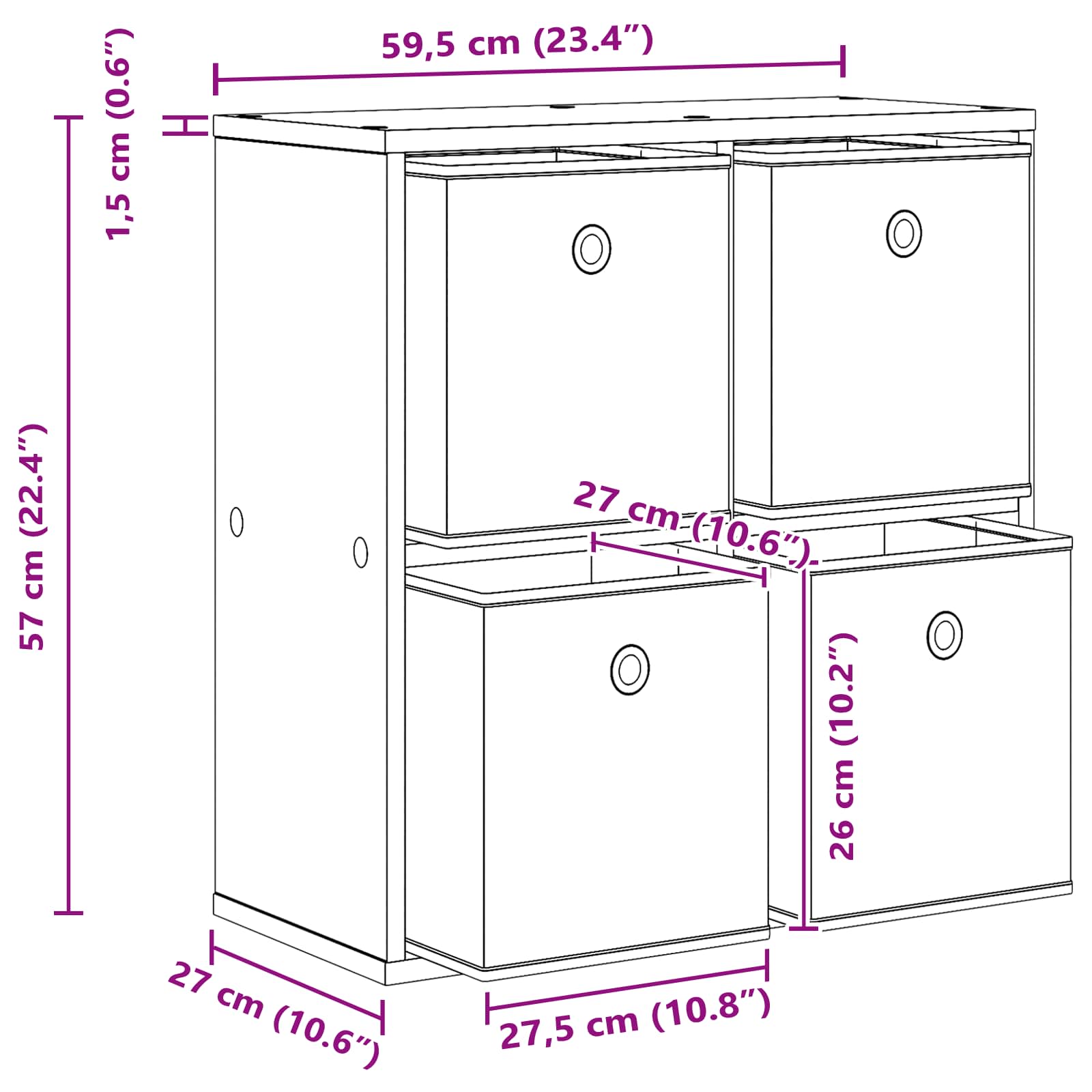 Kreveta s ladicama Siva Sonoma 59,5 x 27 x 57 cm