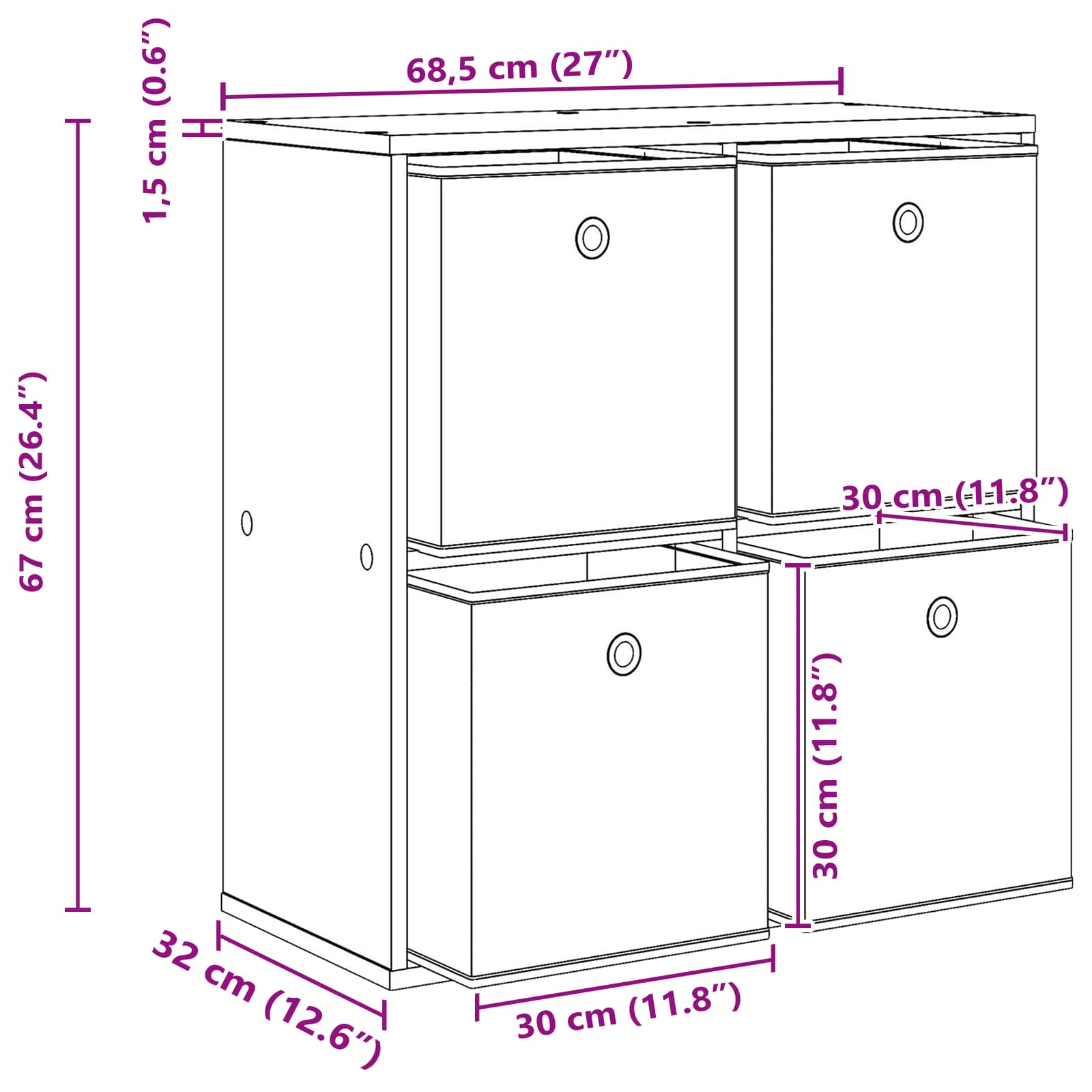 Kreveta s ladicama Umjetnički hrast 68,5 x 32 x 67 cm