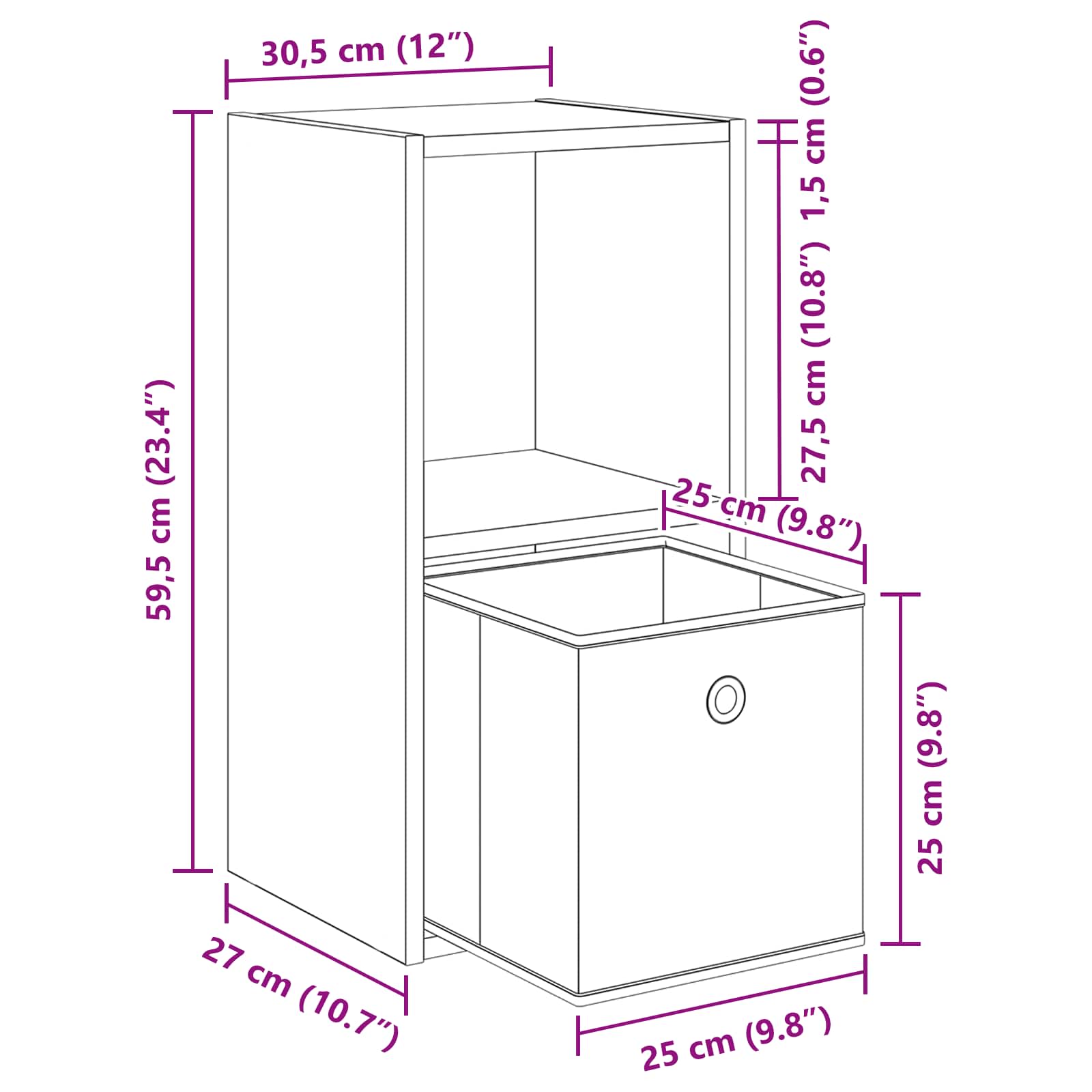 Noćni ormarić 2 pcs Betonski sivi 30,5 x 27 x 59,5 cm