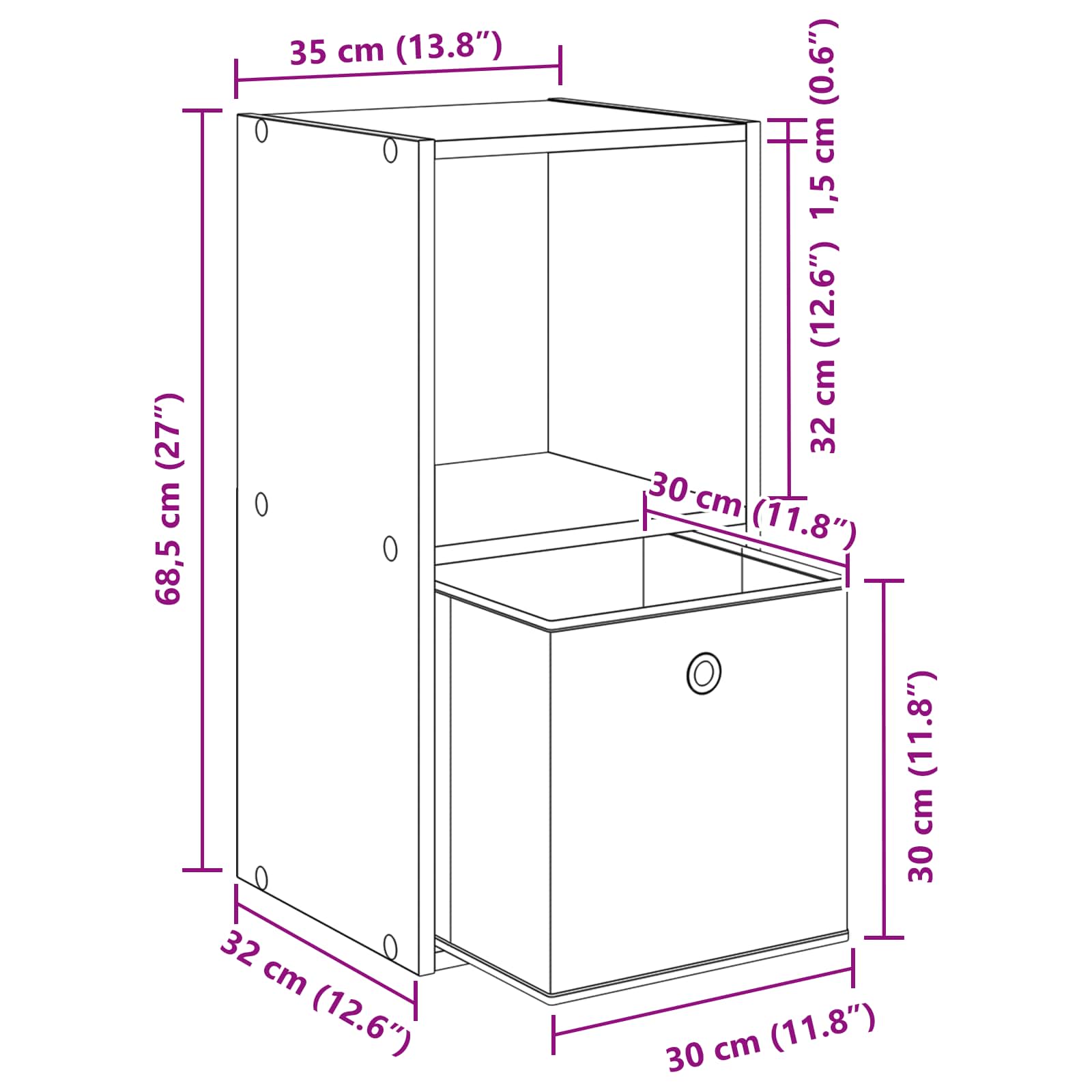 Noćni ormarić 2 pcs Bijelo 35 x 32 x 68,5 cm Konstruirano drvo