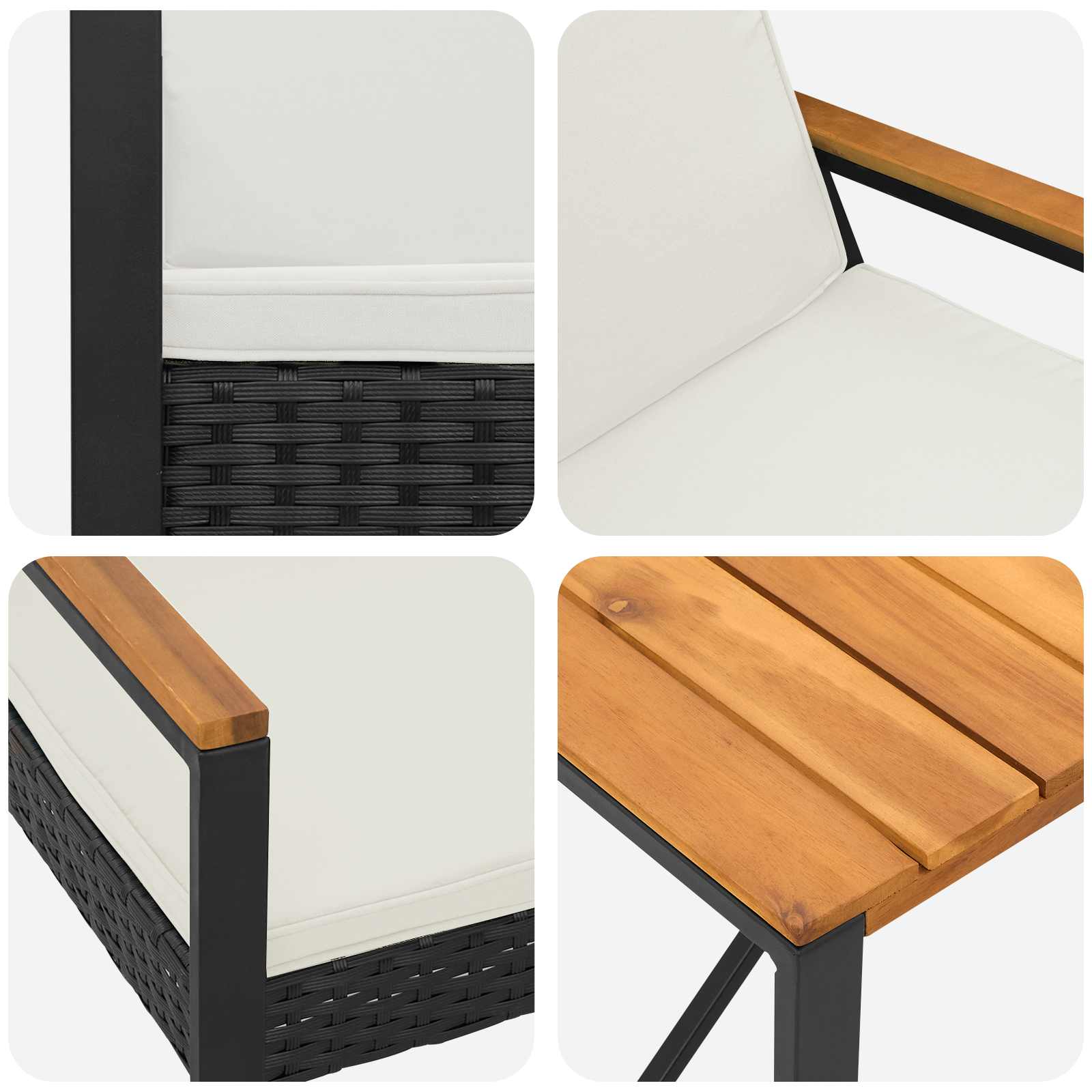 Set vanjskog namještaja 3 pcs Crna i krem-bijela poliratan