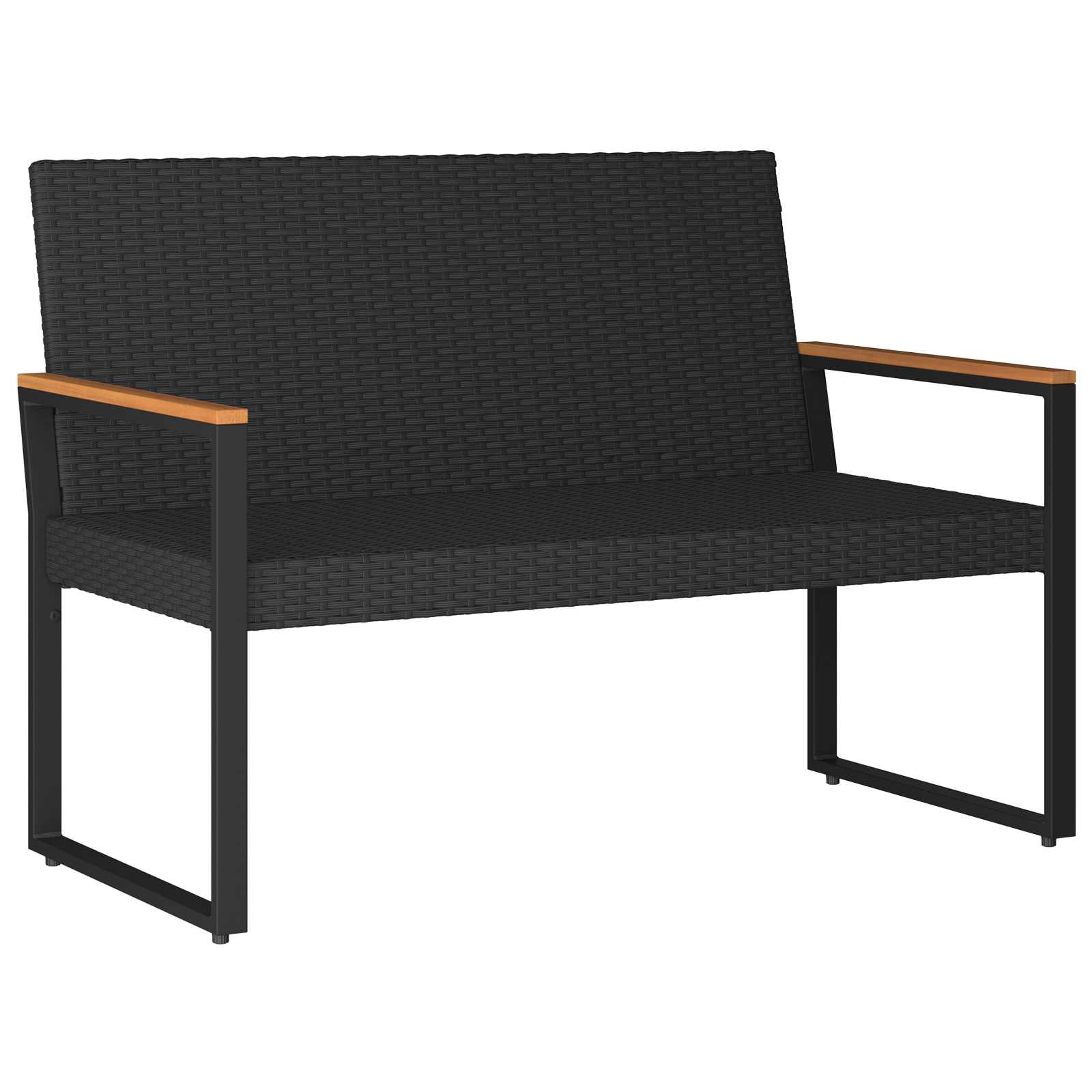 Vanjska klupa s jastukom Crna 107 x 61 x 80 cm poliratan
