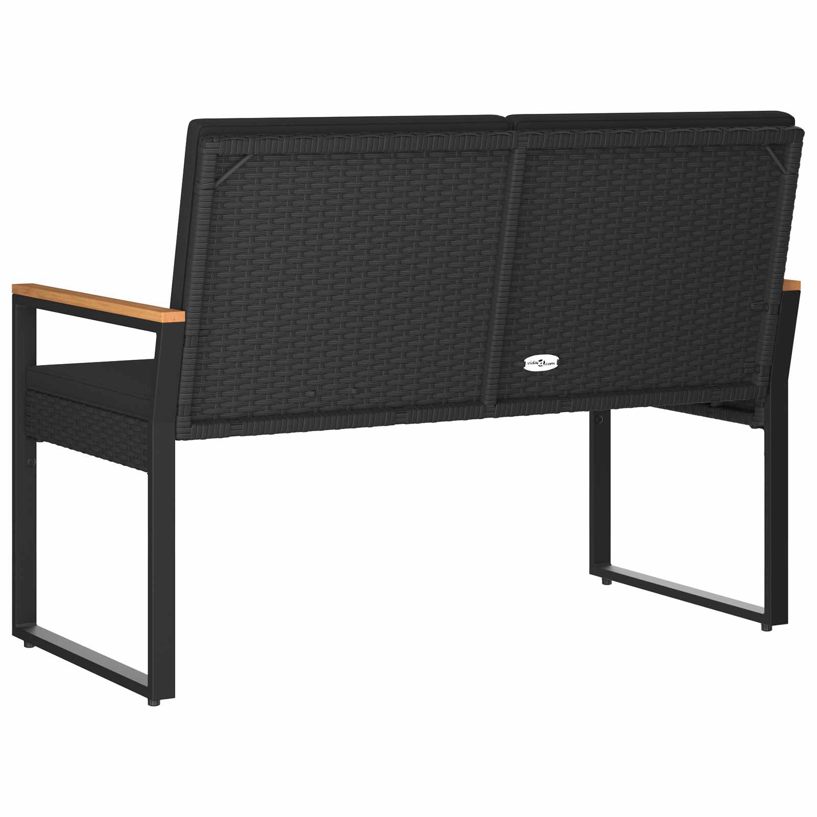 Vanjska klupa s jastukom Crna 107 x 61 x 80 cm poliratan
