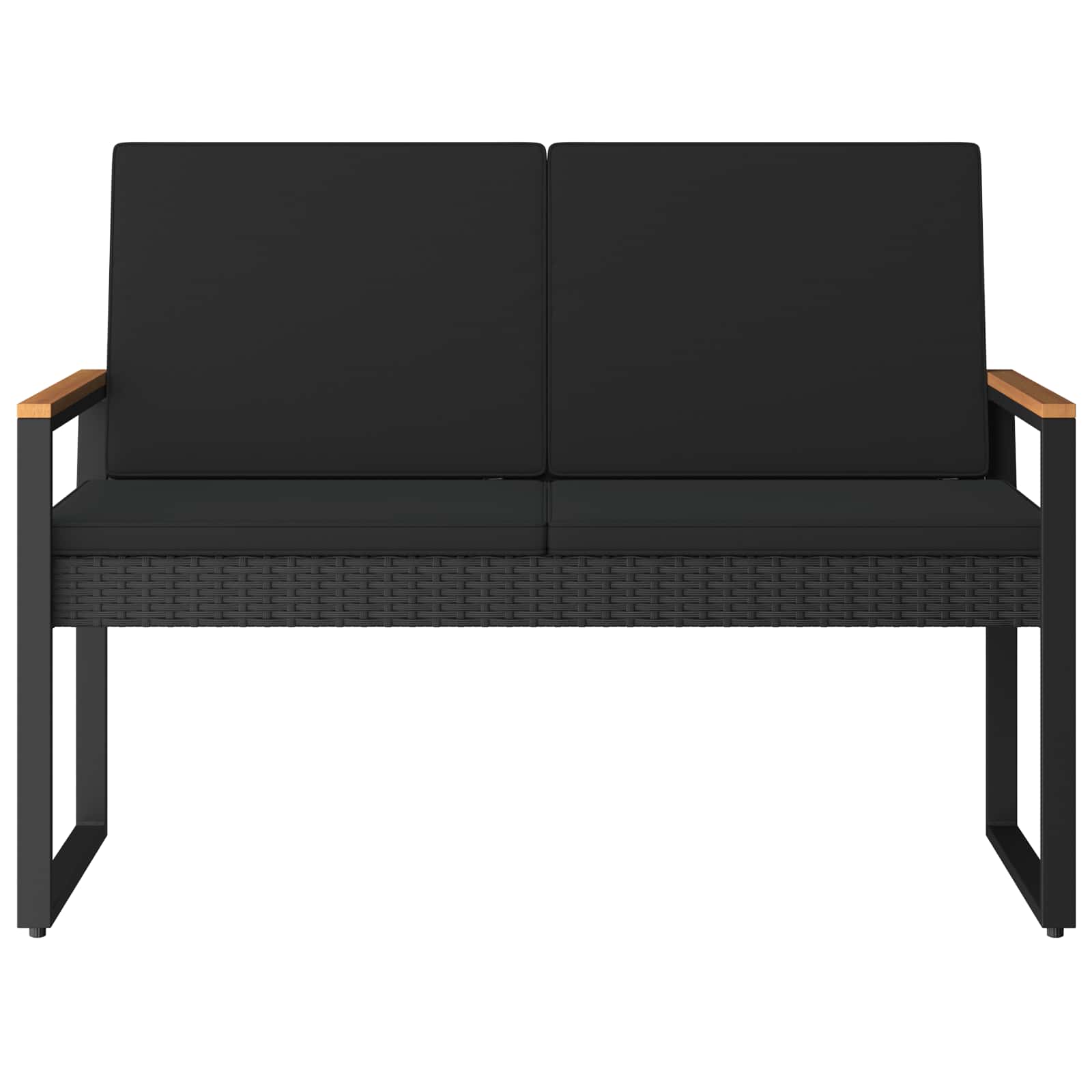 Vanjska klupa s jastukom Crna 107 x 61 x 80 cm poliratan