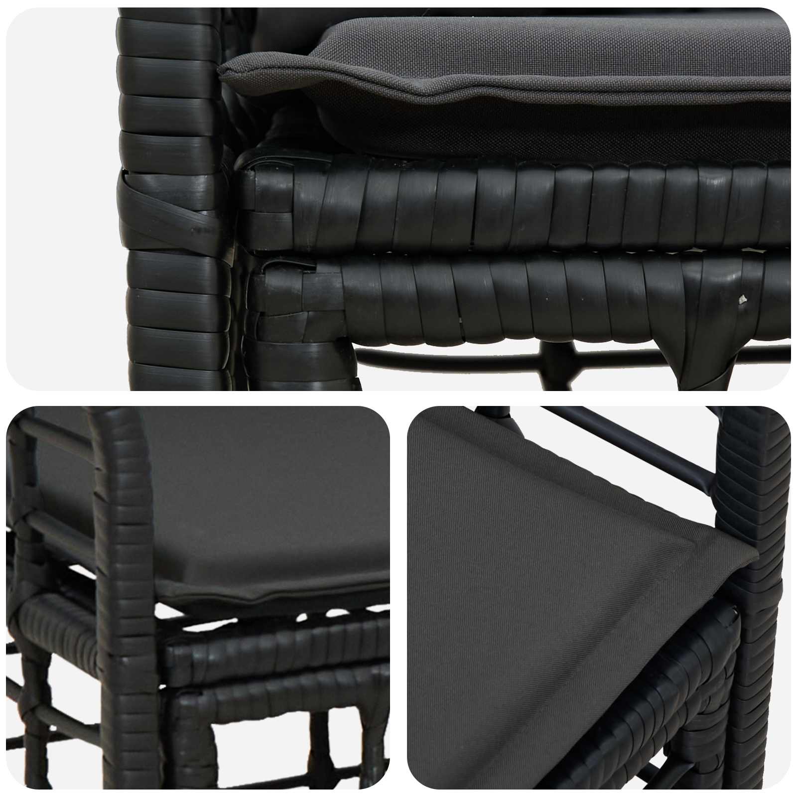 Vanjski loveseat s jastukom 2 pcs Crna i tamno siva poliratan