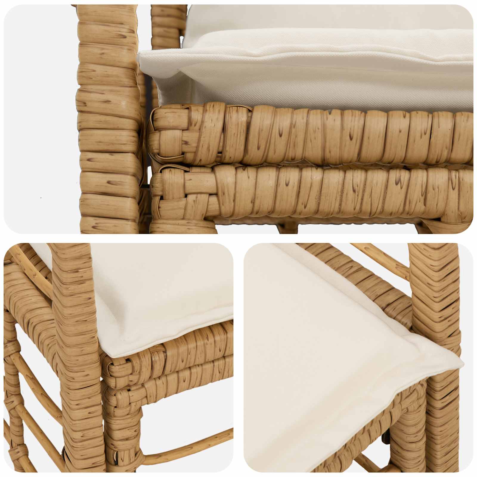 Vanjski loveseat 2 pcs Prirodna i krema bijela poliratan