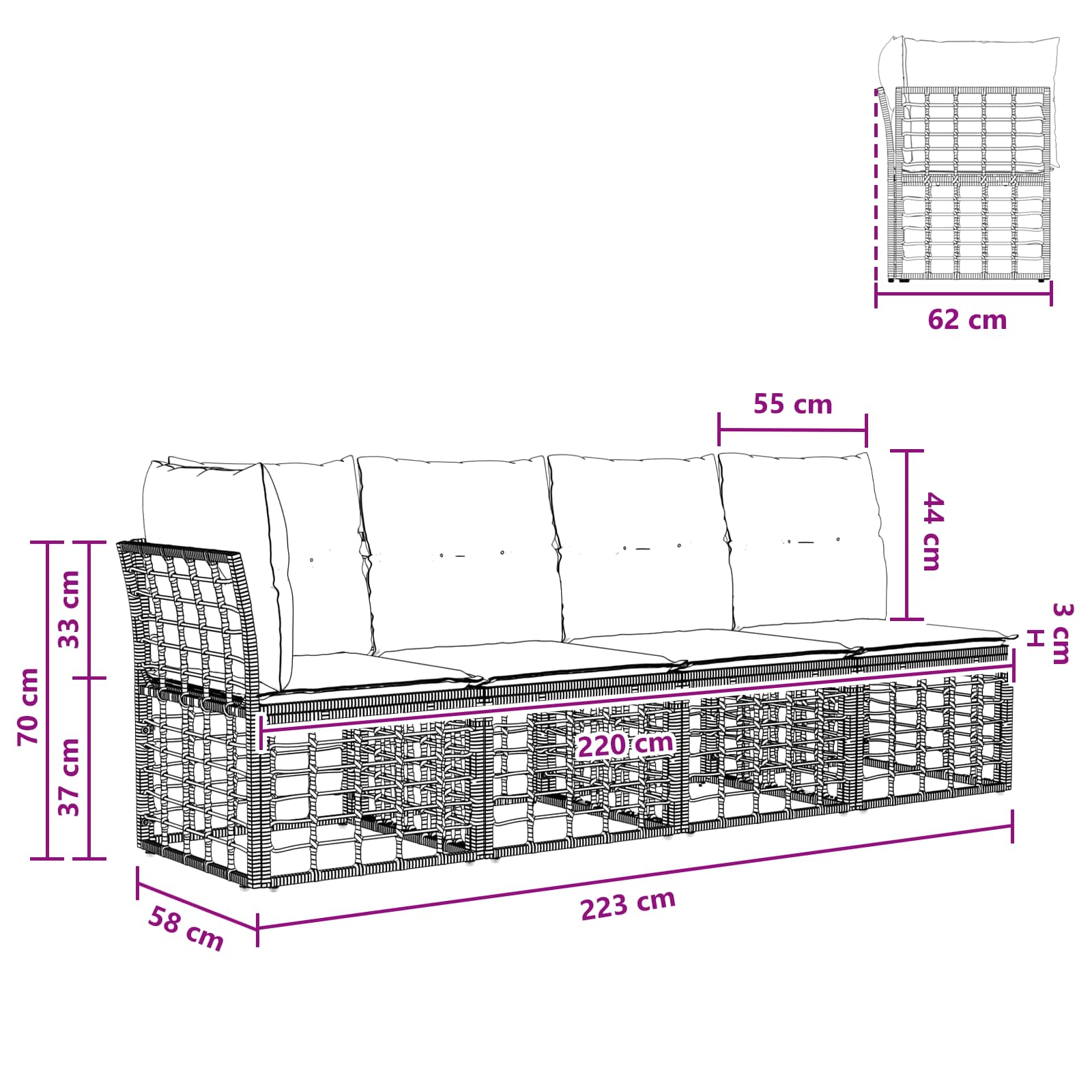 4-sjedalna vrtna soferica s lijevom rukom 4 pcs 4-Broj sjedala