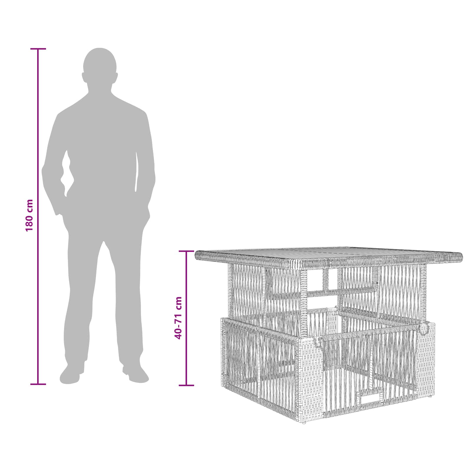 Vrtni set za objed s jastukom 3 pcs Bež i krema poliratan