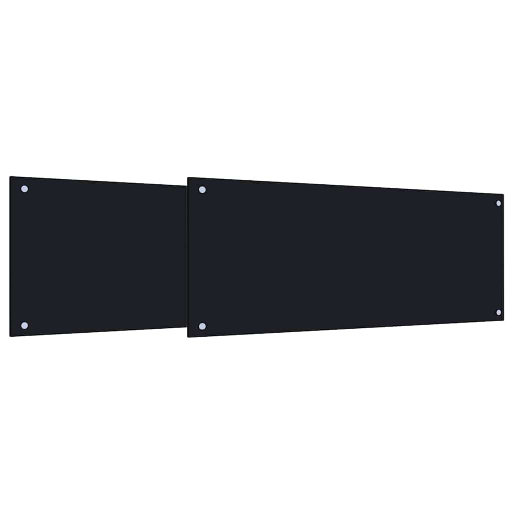 Kuhinjski zid 2 pcs Crna 100 x 40 cm Staklo otporno na udarce
