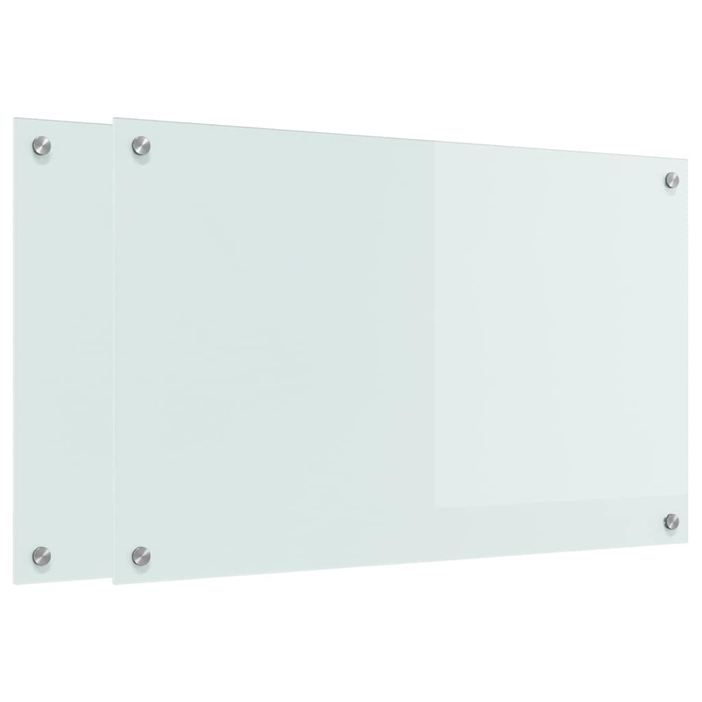 Kuhinjski zid 2 pcs Bijelo 80 x 50 cm Staklo otporno na udarce