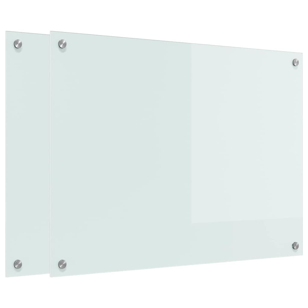 Kuhinjski zid 2 pcs Bijelo 80 x 60 cm Staklo otporno na udarce