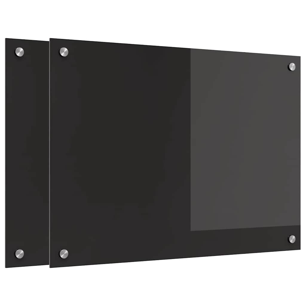 Kuhinjski zid 2 pcs Crna 70 x 50 cm Staklo otporno na udarce