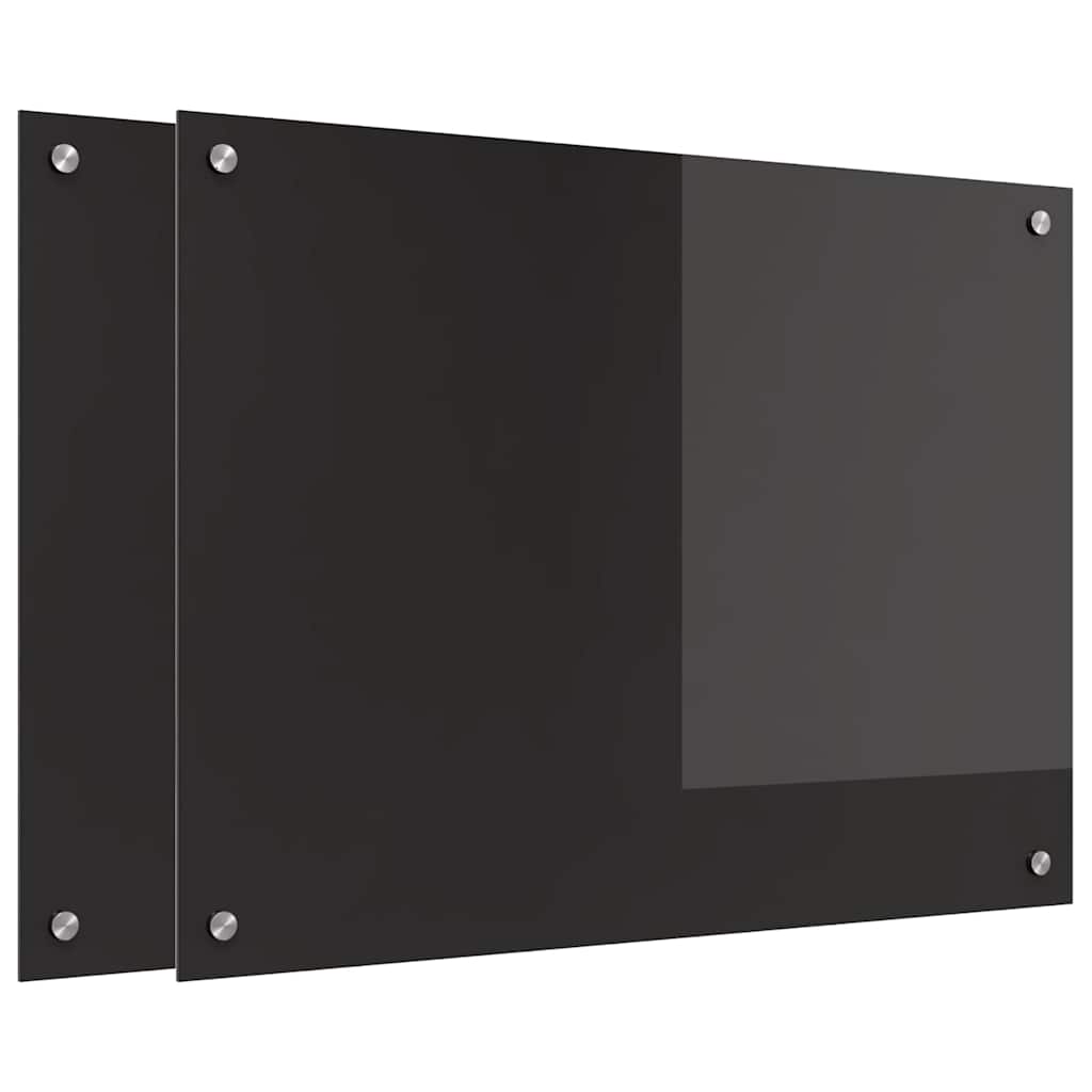 Kuhinjski zid 2 pcs Crna 80 x 60 cm Staklo otporno na udarce