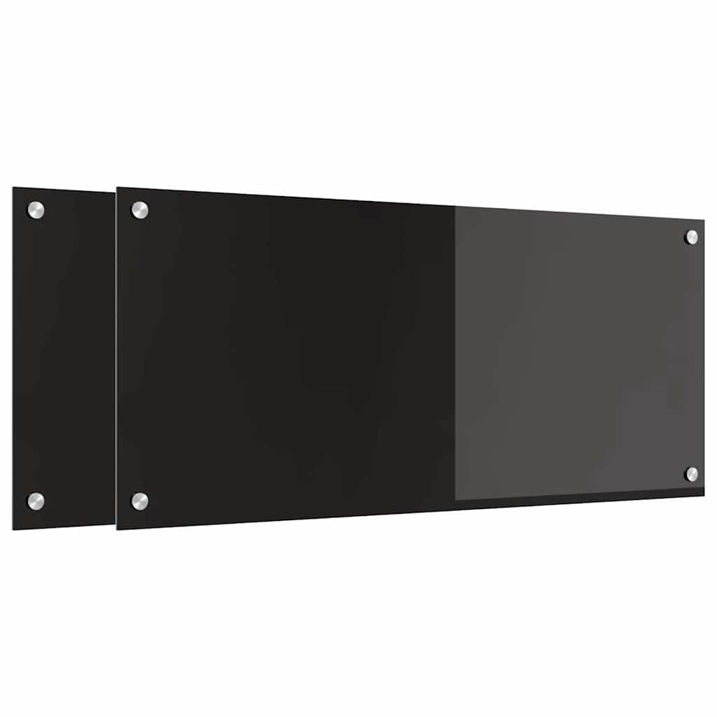 Kuhinjski zid 2 pcs Crna 90 x 40 cm Staklo otporno na udarce