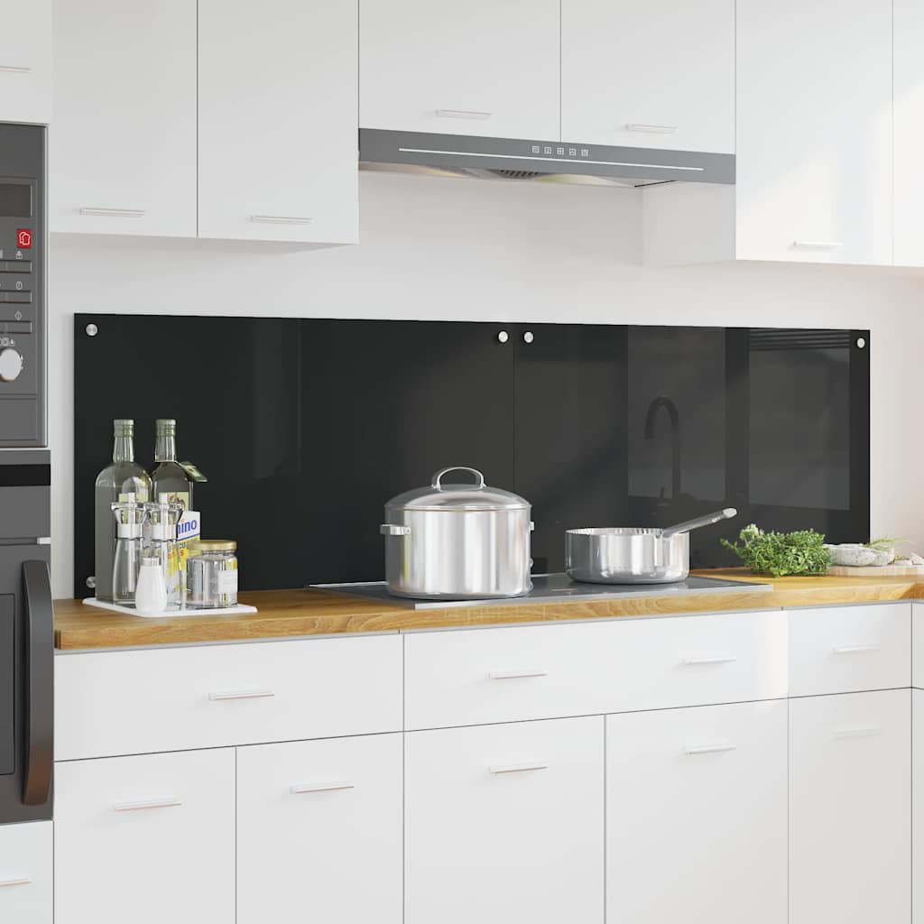 Kuhinjski zid 2 pcs Crna 90 x 50 cm Staklo otporno na udarce