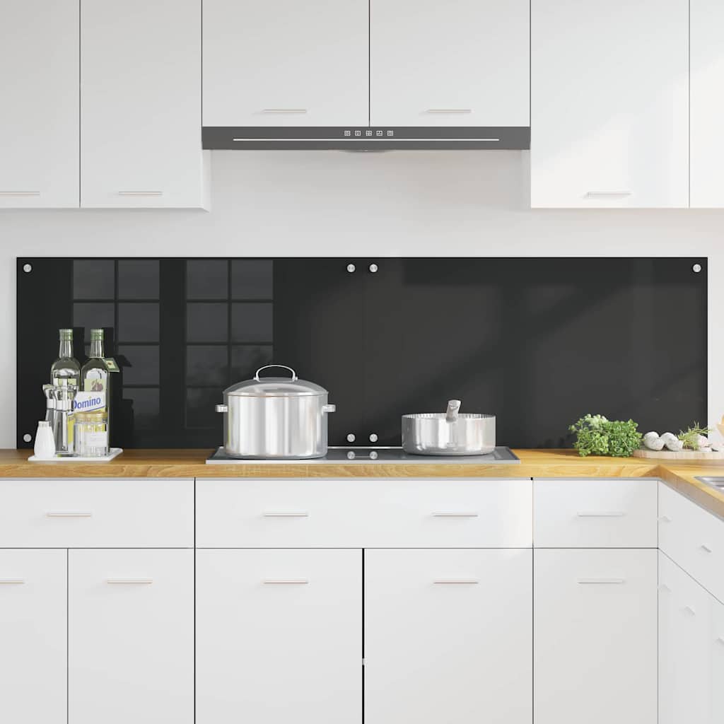 Kuhinjski zid 2 pcs Crna 90 x 50 cm Staklo otporno na udarce