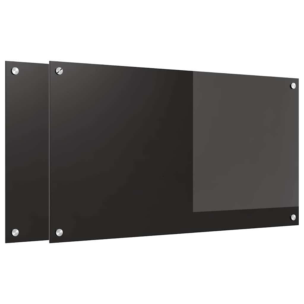 Kuhinjski zid 2 pcs Crna 90 x 50 cm Staklo otporno na udarce