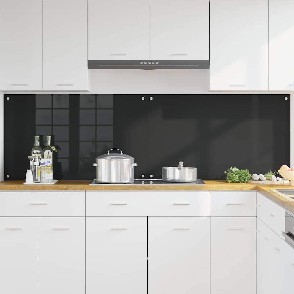Kuhinjski zid 2 pcs Crna 100 x 60 cm Staklo otporno na udarce