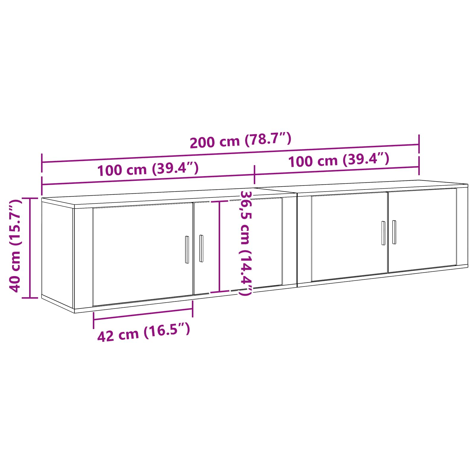 Zidni TV ormar set Zidne 2 pcs Staro drvo 100 x 34,5 x 40 cm