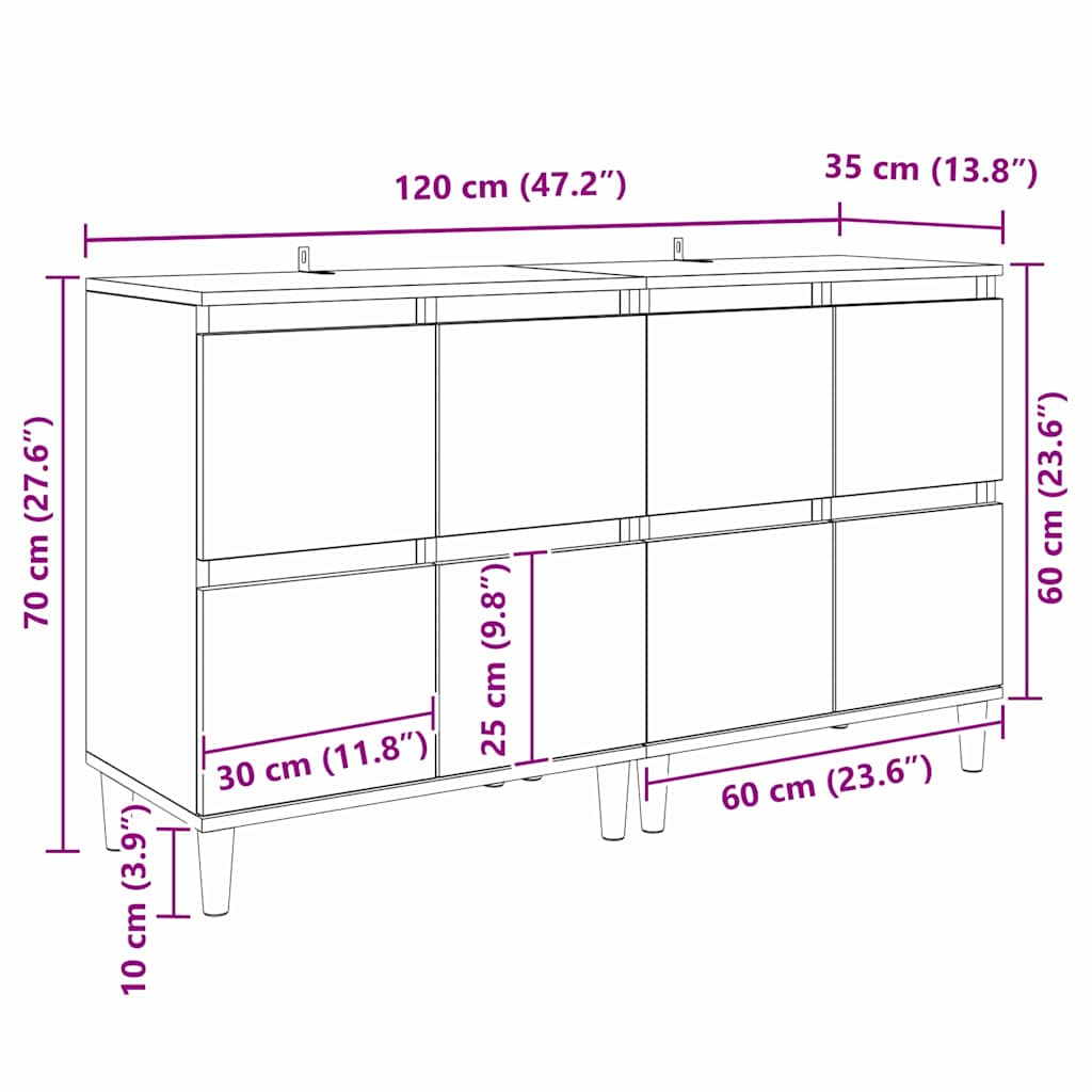Komode 2 pcs Umjetnički hrast 60 x 35 x 70 cm Konstruirano drvo