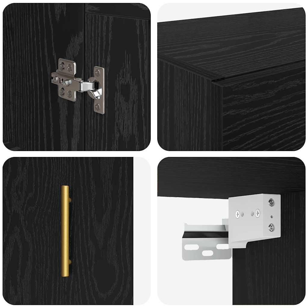 Kabinetski zidni Zidne 2 pcs Crni hrast 69,5 x 34 x 90 cm
