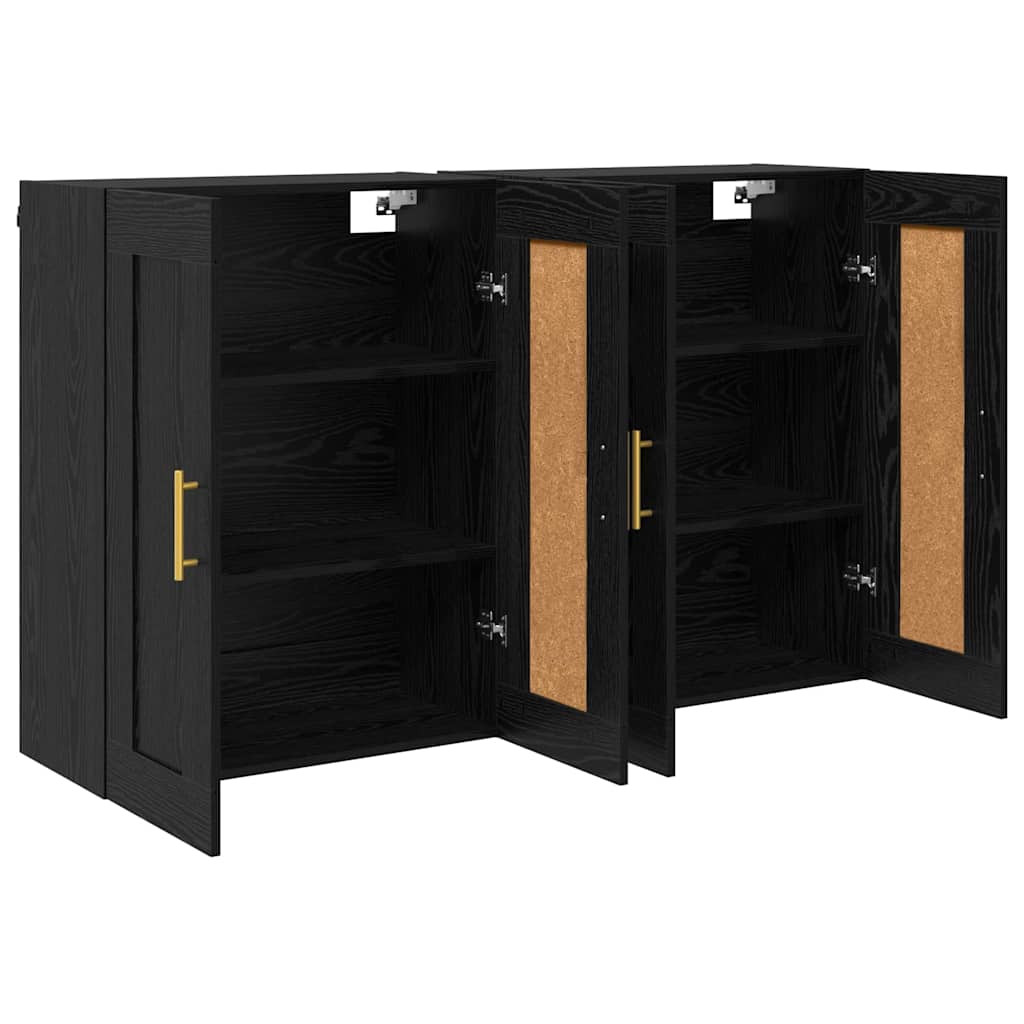 Kabinetski zidni Zidne 2 pcs Crni hrast 69,5 x 34 x 90 cm