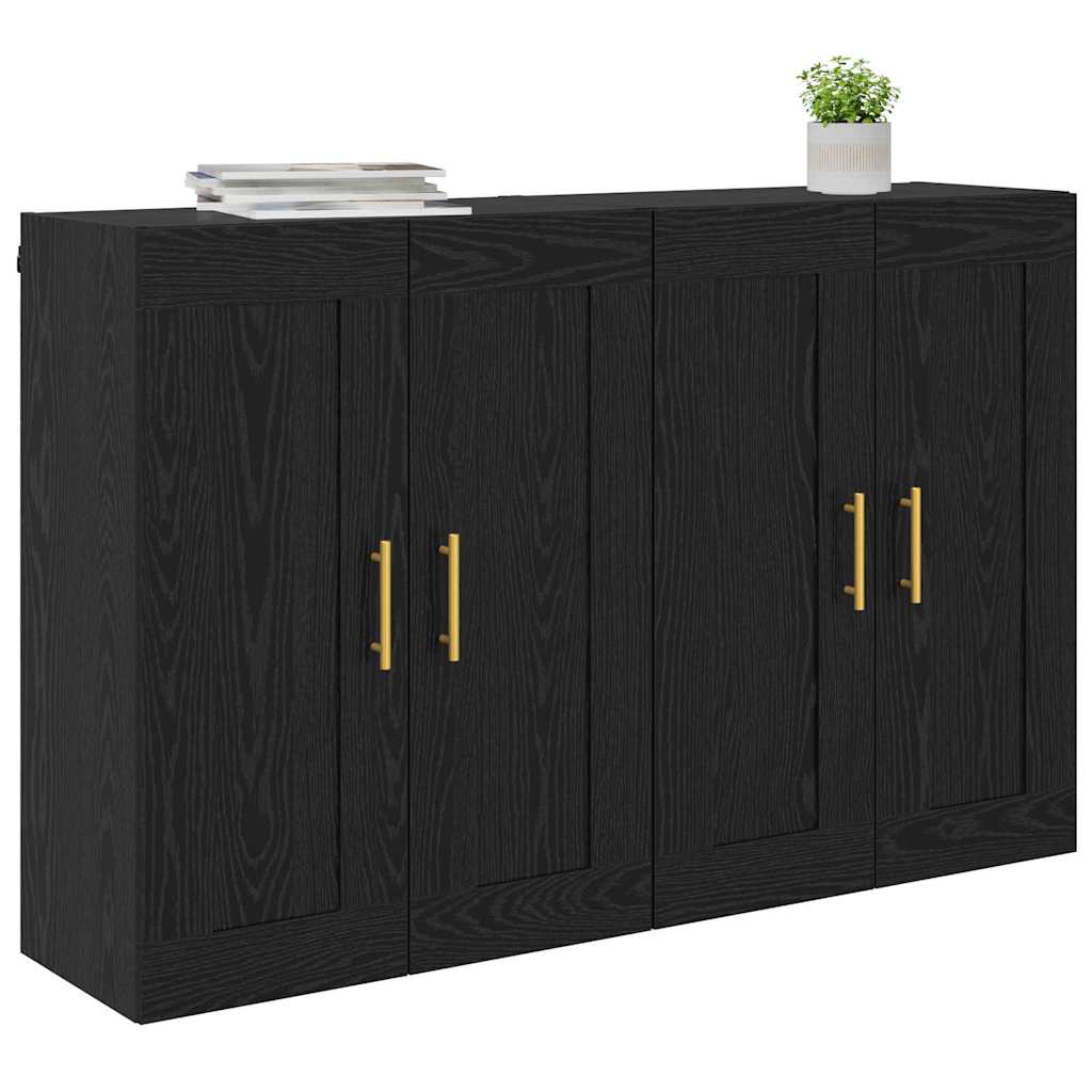 Kabinetski zidni Zidne 2 pcs Crni hrast 69,5 x 34 x 90 cm