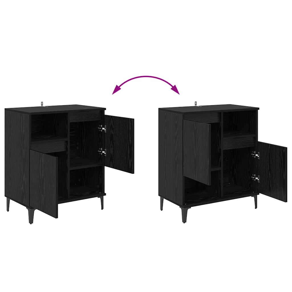 Komode 2 pcs Crni hrast 60 x 35 x 70 cm Konstruirano drvo