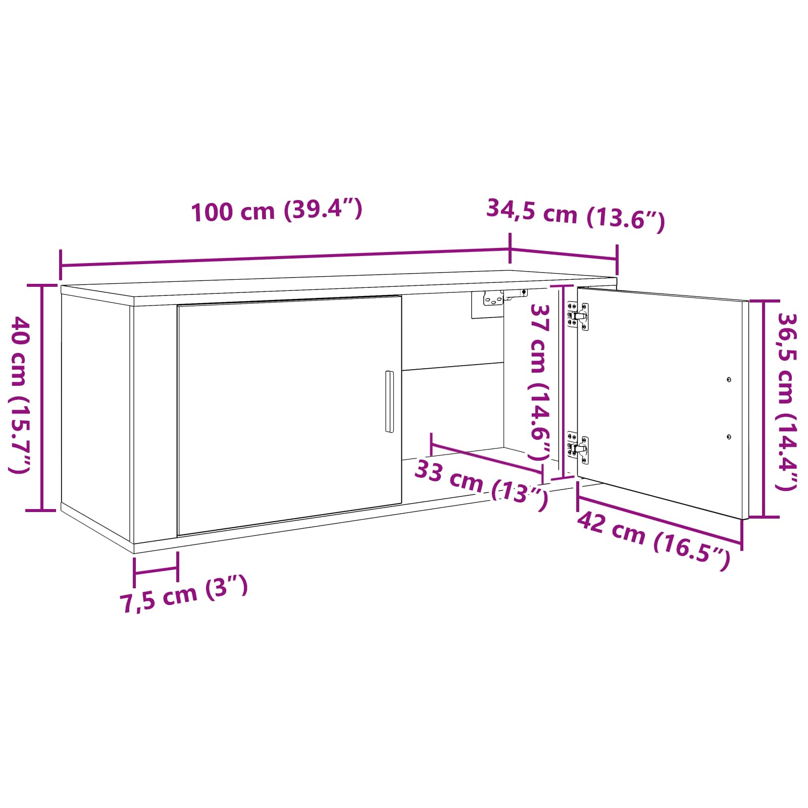 Zidni TV ormar set Zidne 2 pcs Crni hrast 100 x 34,5 x 40 cm
