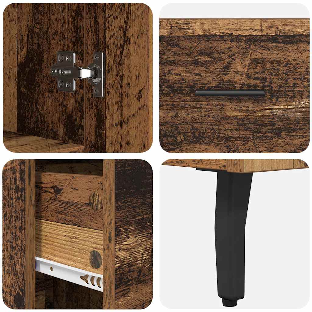 Highboard s ladicama 2 pcs Staro drvo Inženjerska drva i staklo