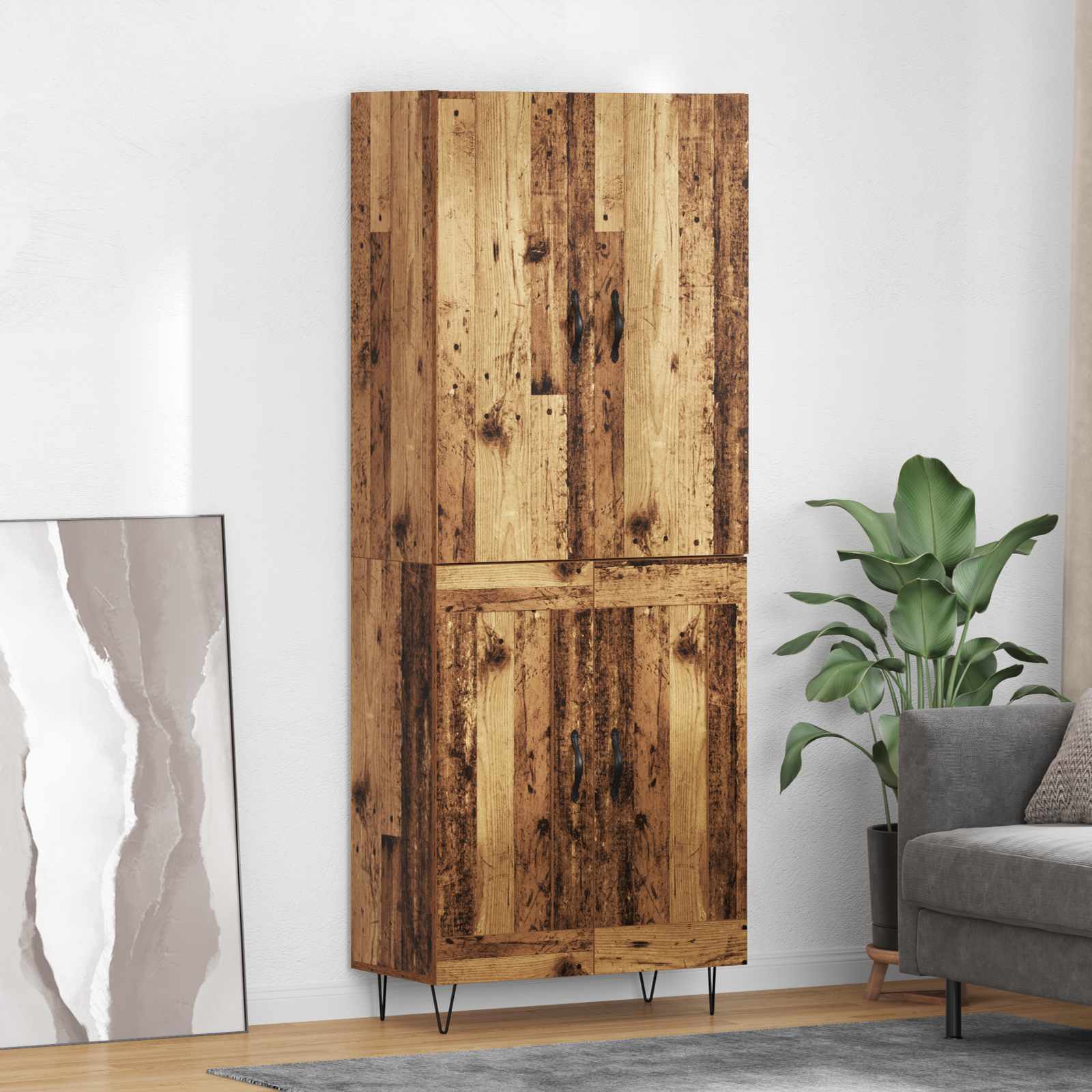 Highboard 2 pcs Staro drvo Konstruirano drvo