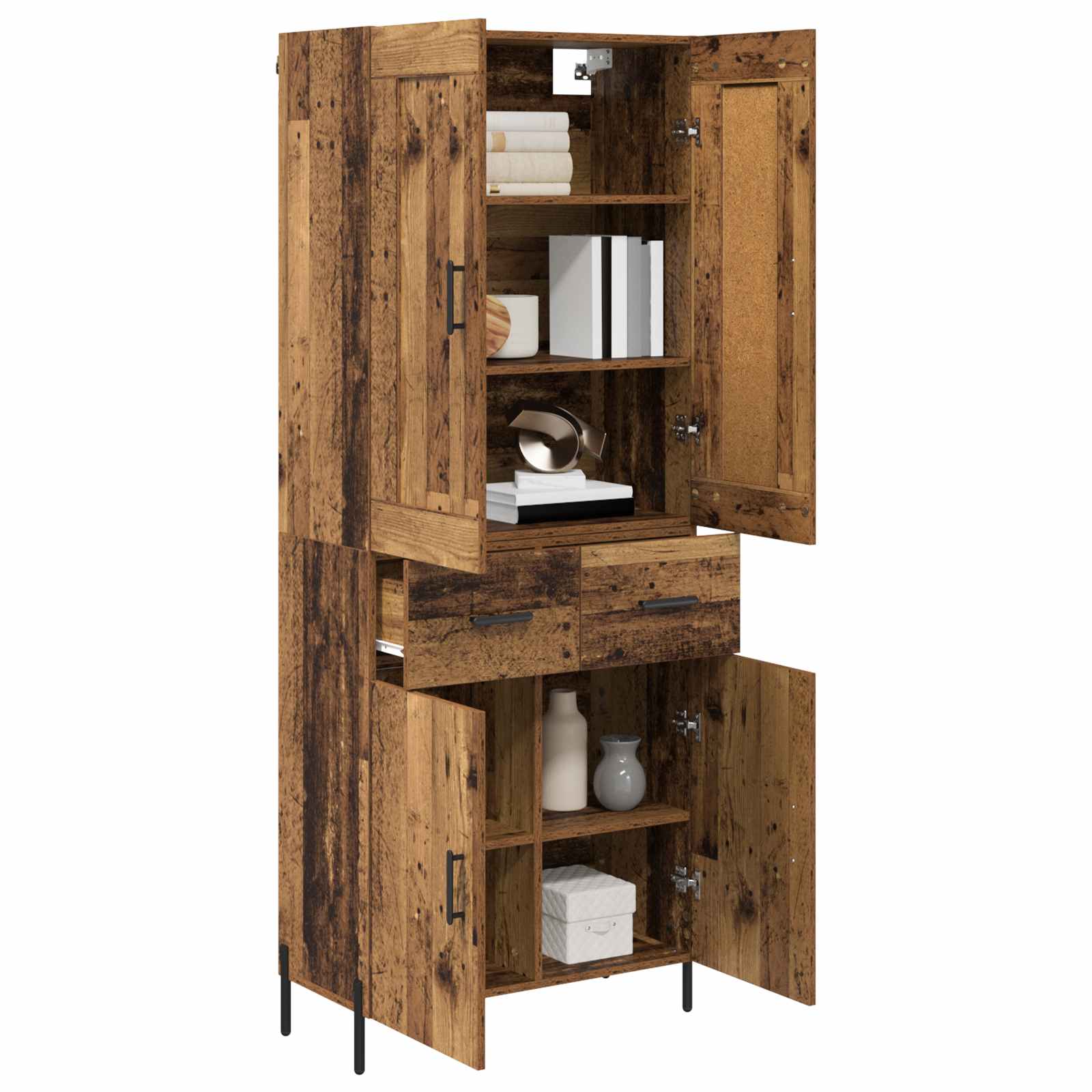 Highboard 2 pcs Staro drvo Konstruirano drvo