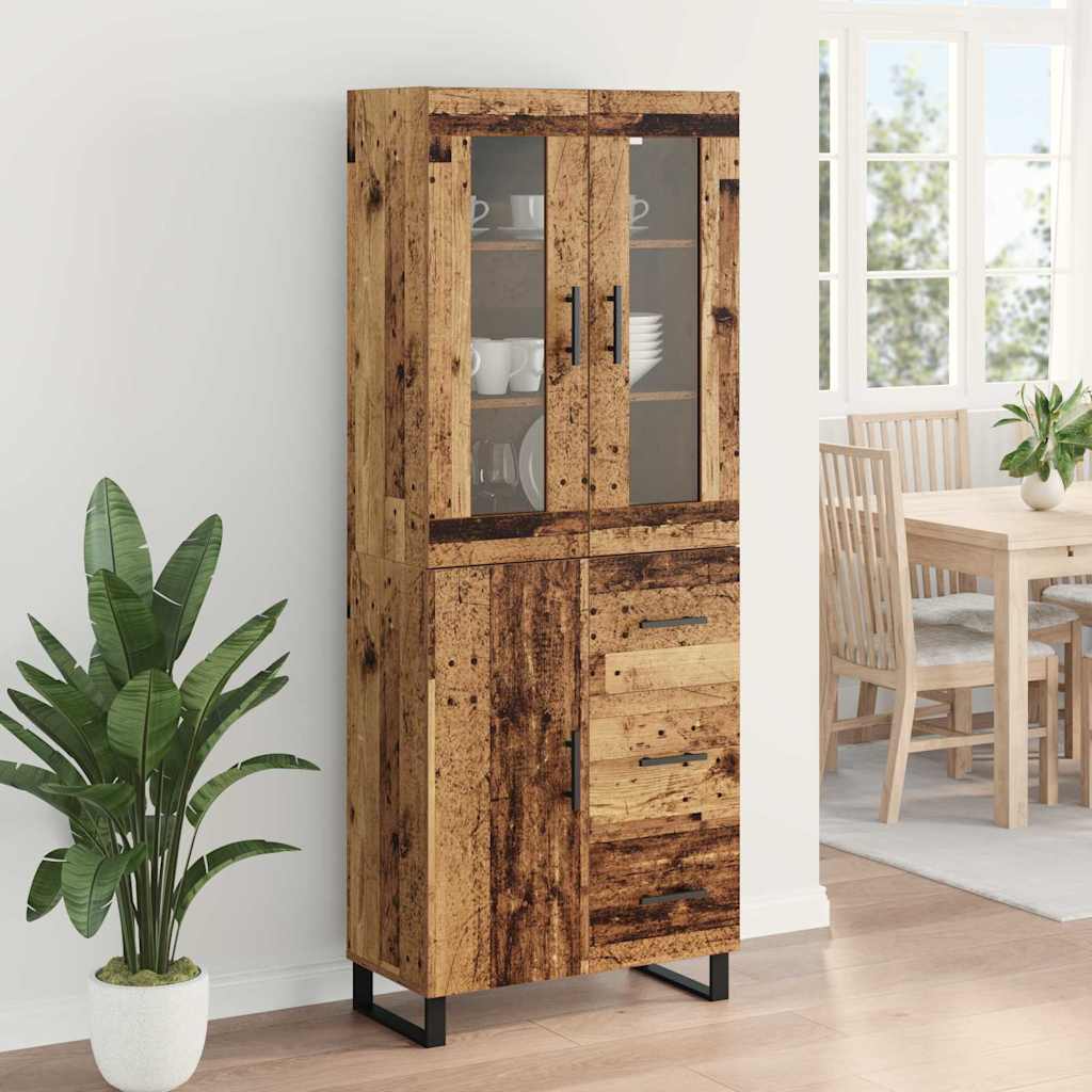 Highboard s ladicama 2 pcs Staro drvo Inženjerska drva i staklo