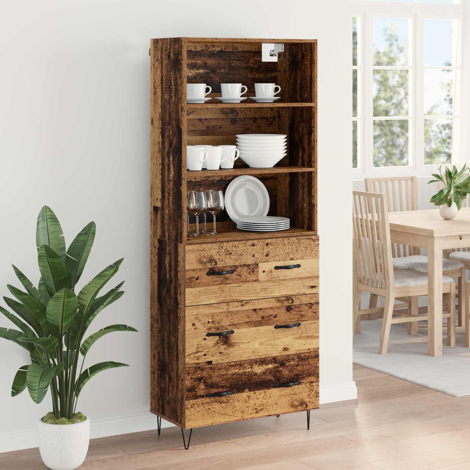 Highboard s ladicama 2 pcs Staro drvo Konstruirano drvo